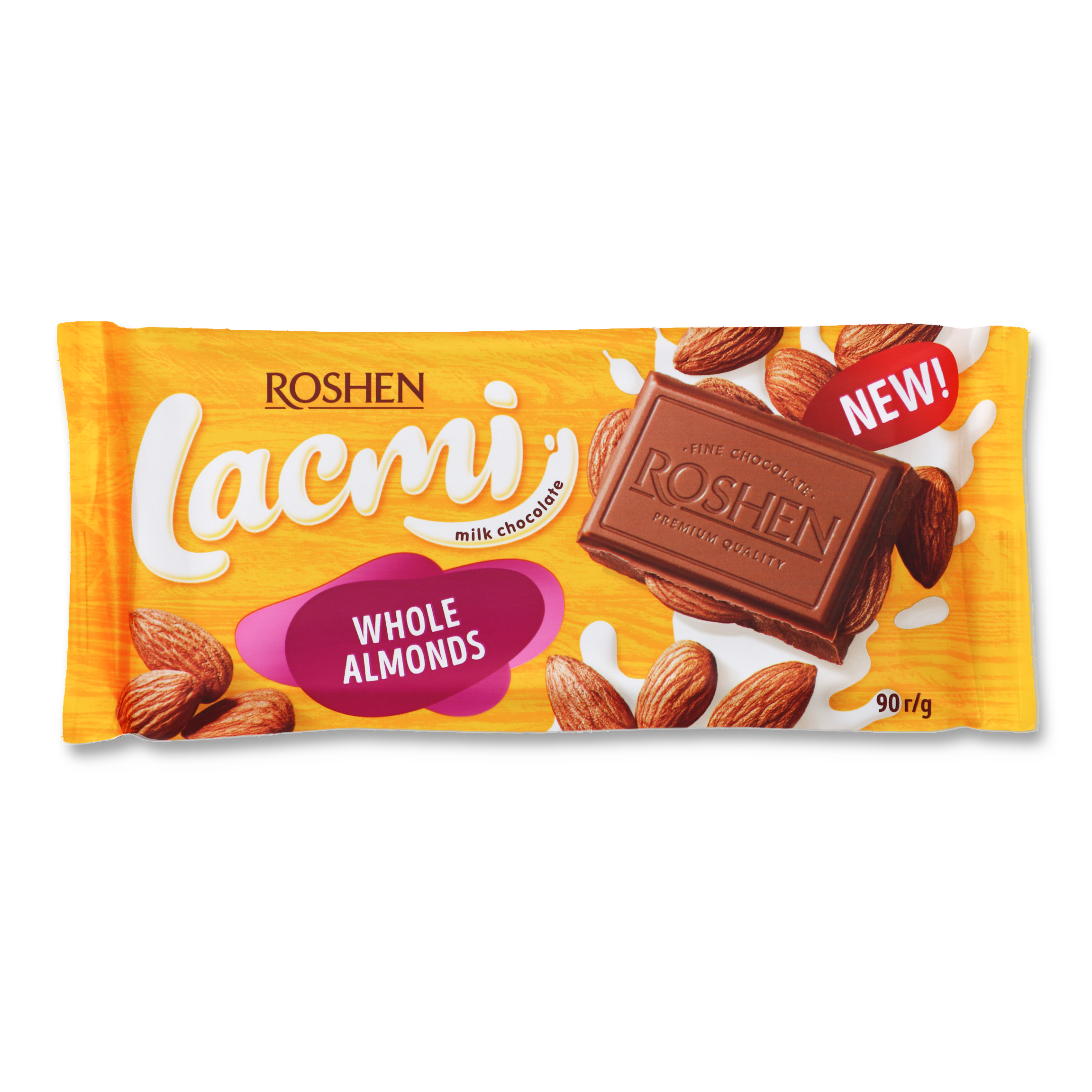 Roshen Milk Chocolate with Whole Almonds 90g
