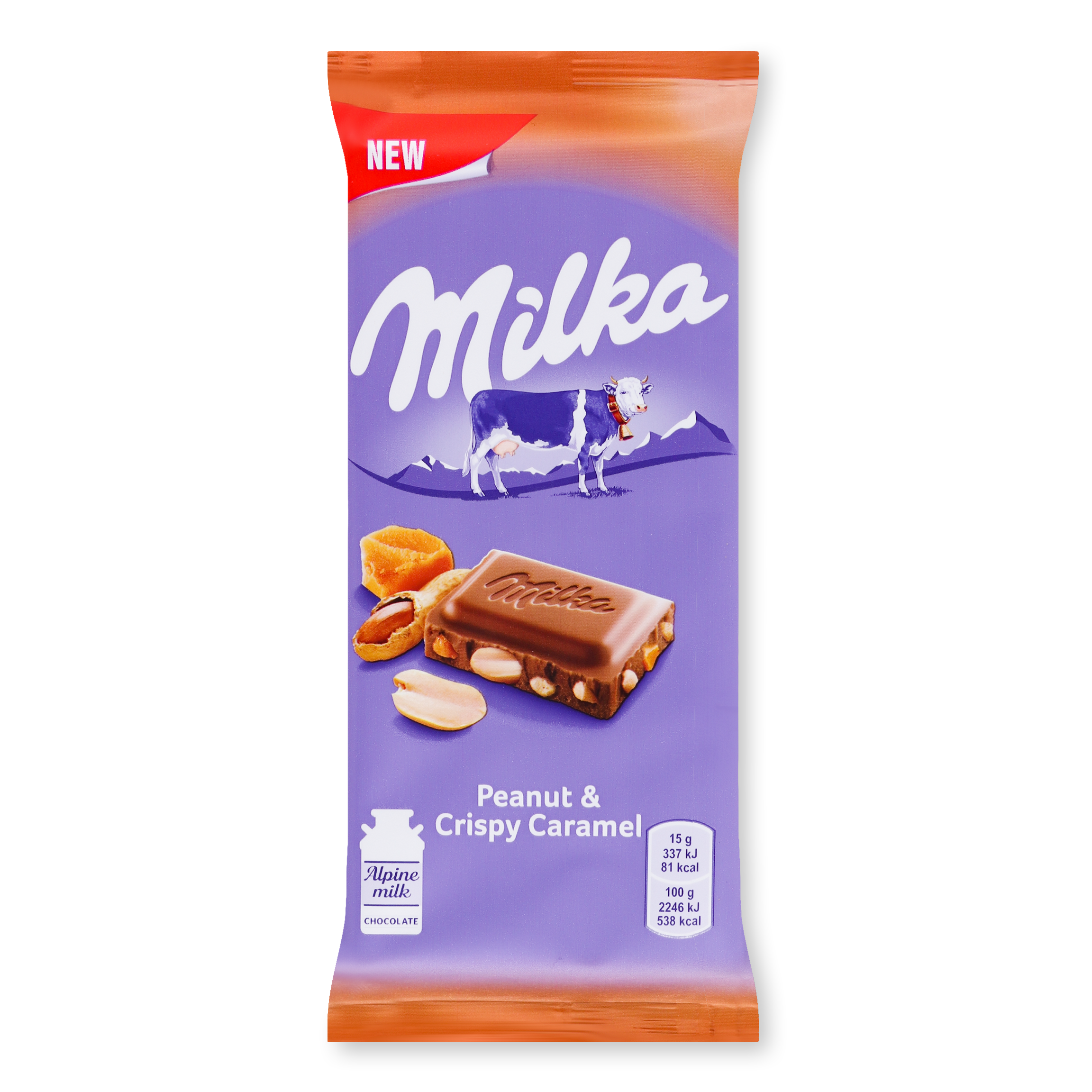 Шоколад молочный Milka карамель с арахисом 90г