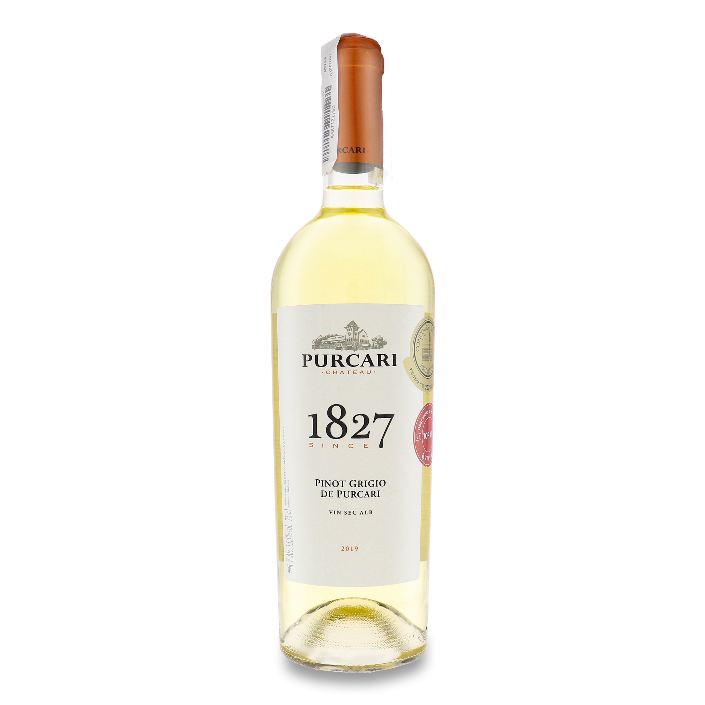 Вино Purcari Пино Гриджио выдержанное белое сухое 13,5% 0,75л 2