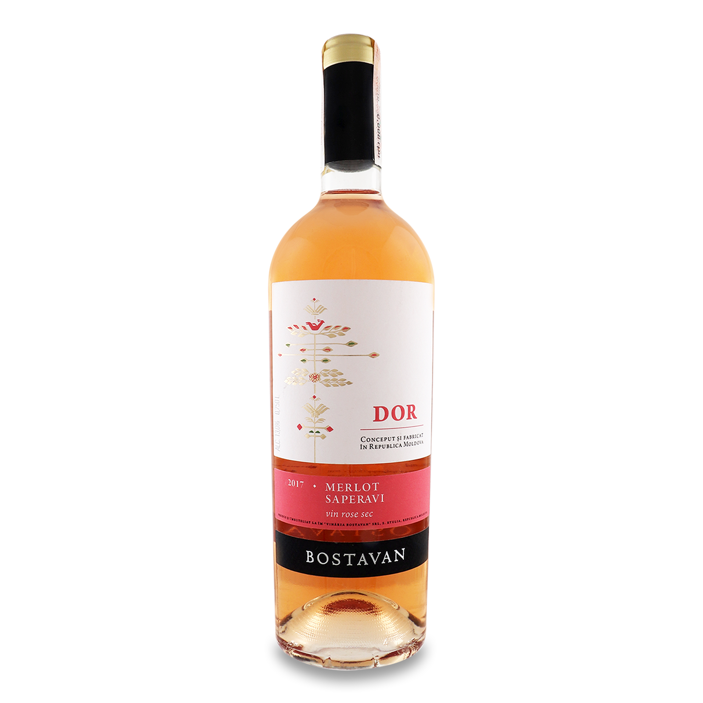 Вино Bostavan DOR Merlot-Saperavi рожеве сухе 13% 0,75л 2