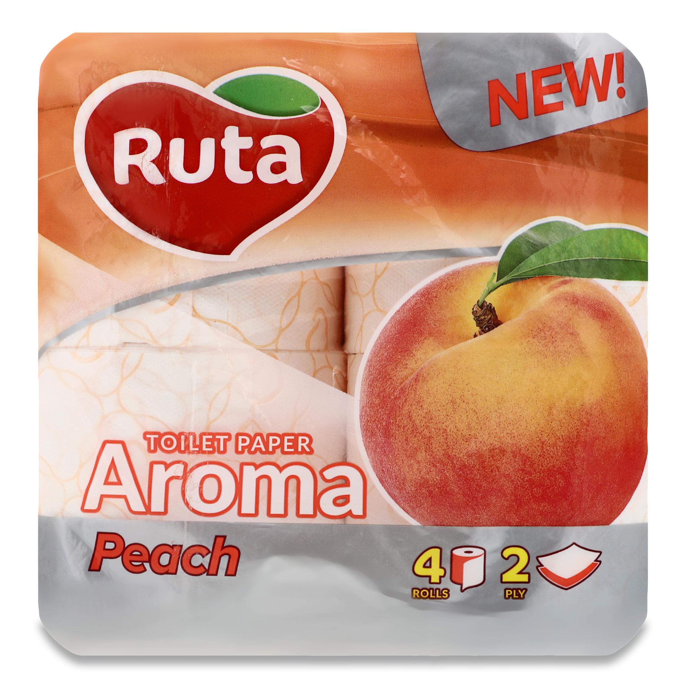 Toilet paper Ruta Aroma Peach yellow 2-ply 4pcs
