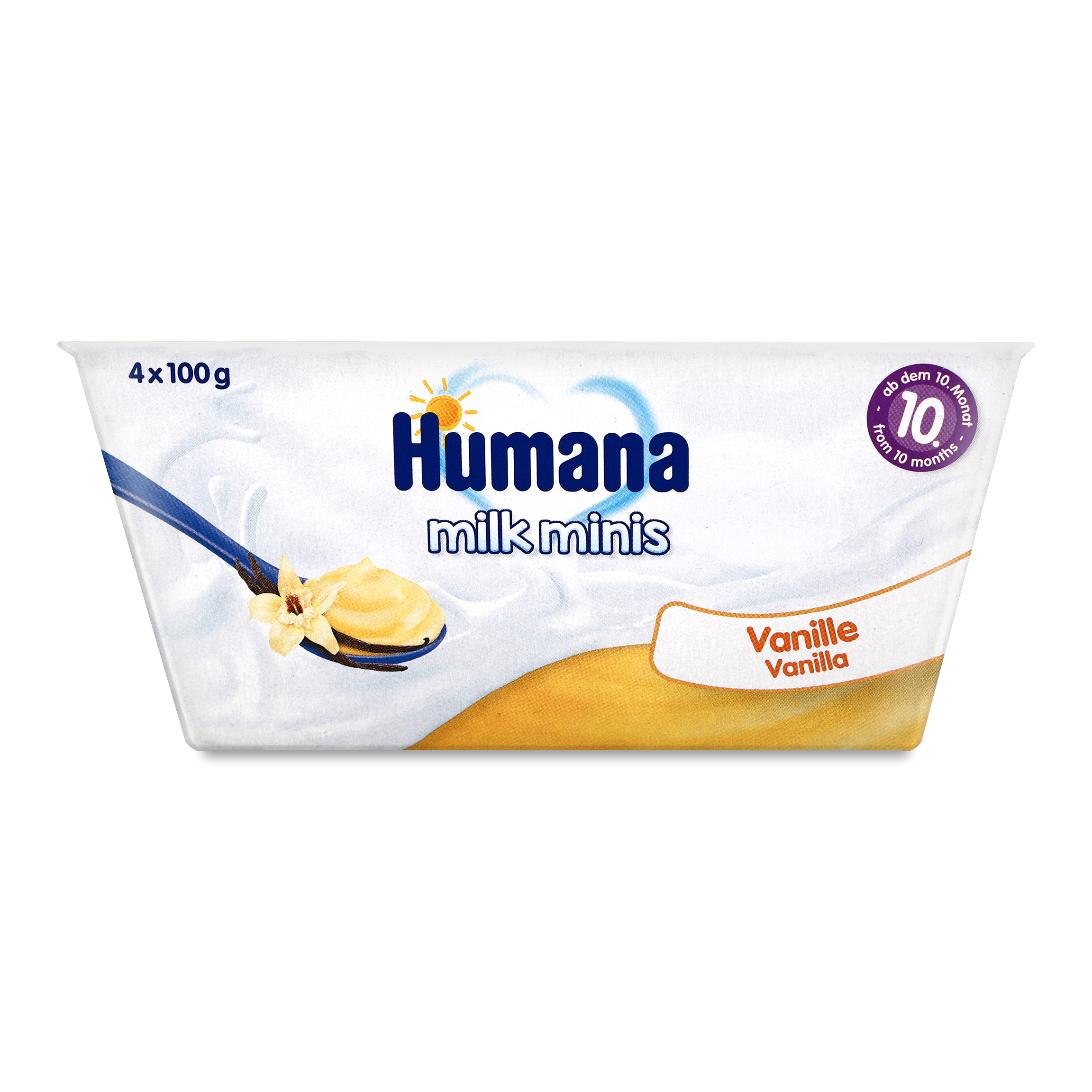 Pudding Humana vanilla for 10+ month babies 3.1% plastic cup Germany 4х100g