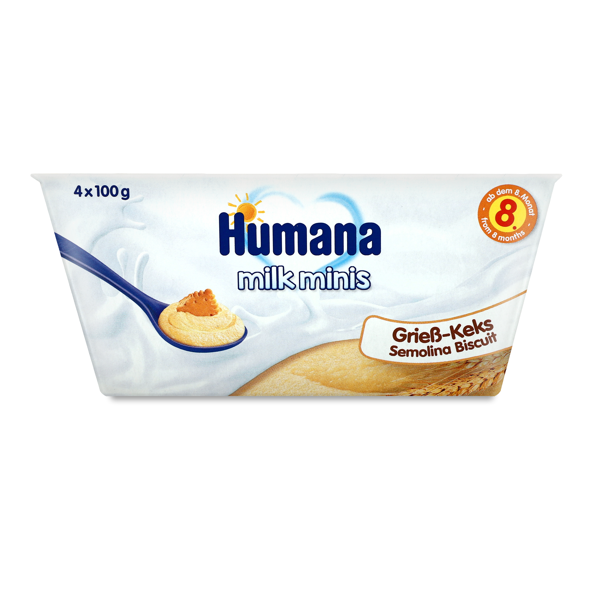 Semolina pudding Humana with cookies for 8+ month babies 3.4% 4х100g
