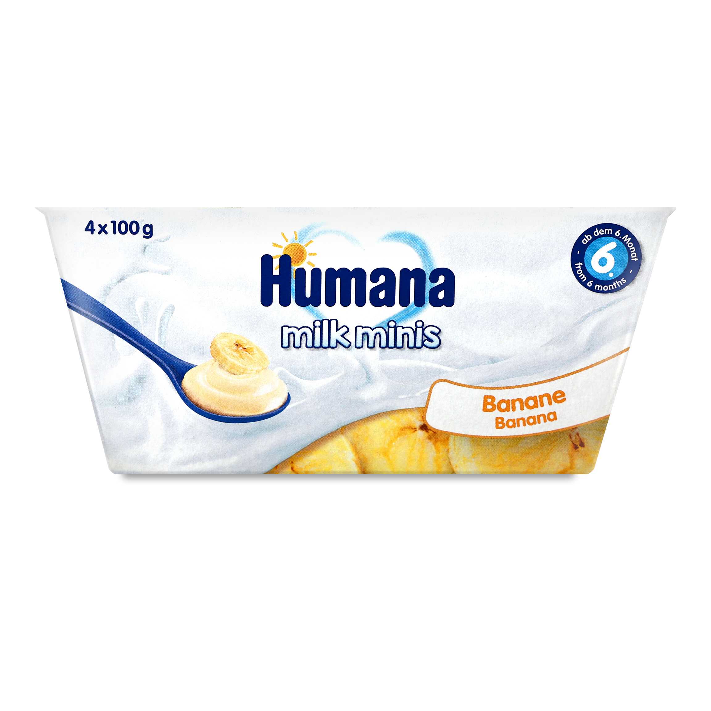 Продукт кисломолочний Humana Milk minis Банан для дітей з 6 місяців 4x100г