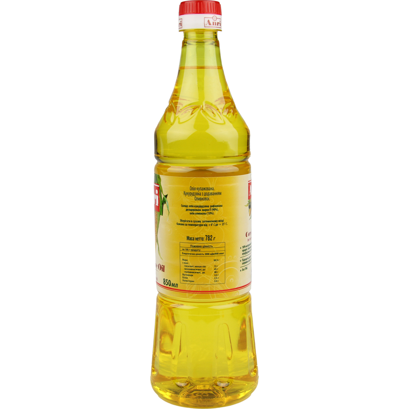Олія кукурудзяна ANRI з додаванням оливкової рафінована дезодорована 850мл 2