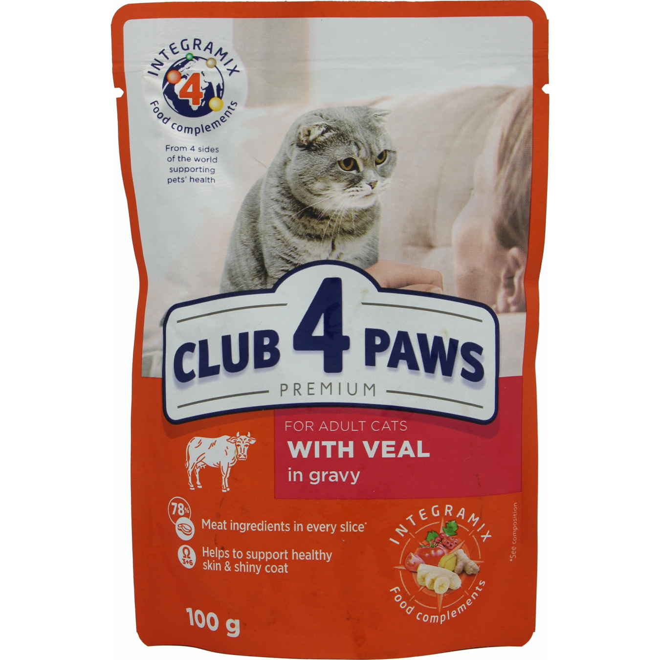 Корм Клуб 4 Лапи Premium телятина соус для котів 100г