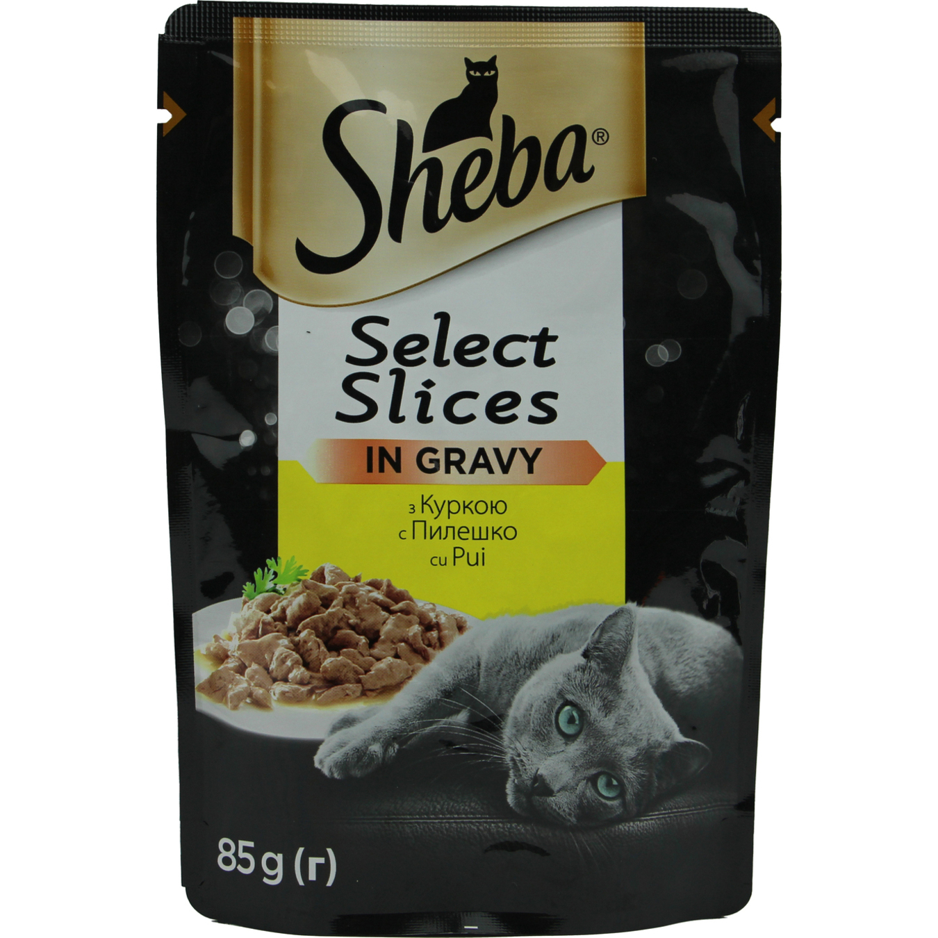 Корм Sheba Selection з куркою в соусі для котів 85г
