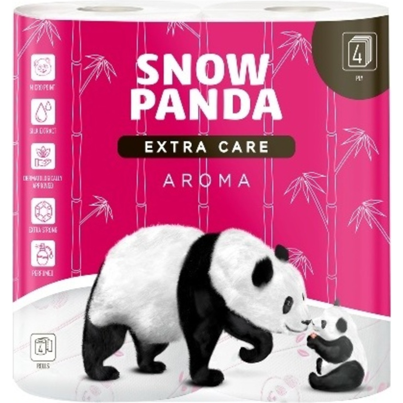 Туалетная бумага Снежная Панда Extra Care Aroma 4 слоя 4шт