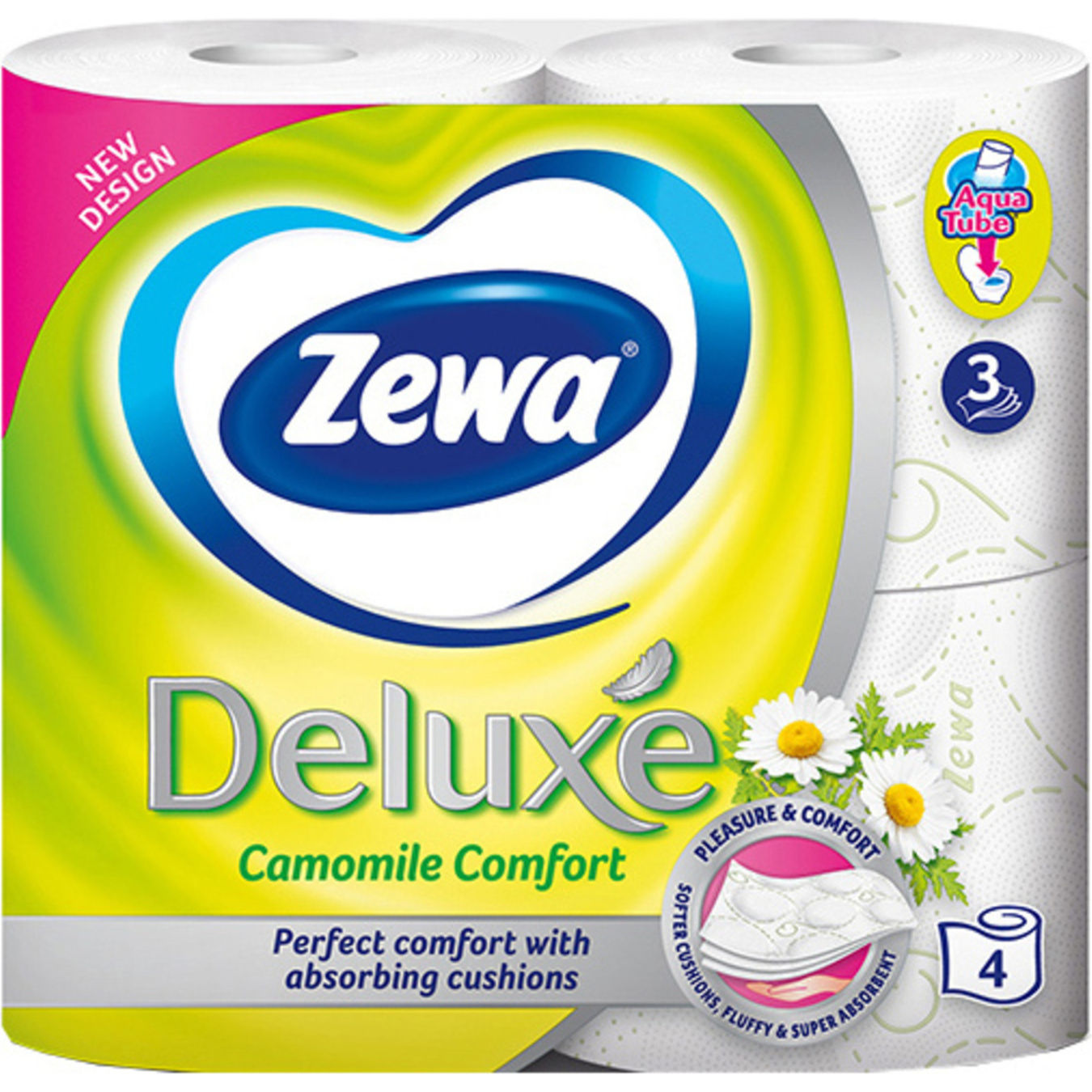 Туалетная бумага Zewa Deluxe Camomile Comfort белая 3-х слойная 4шт