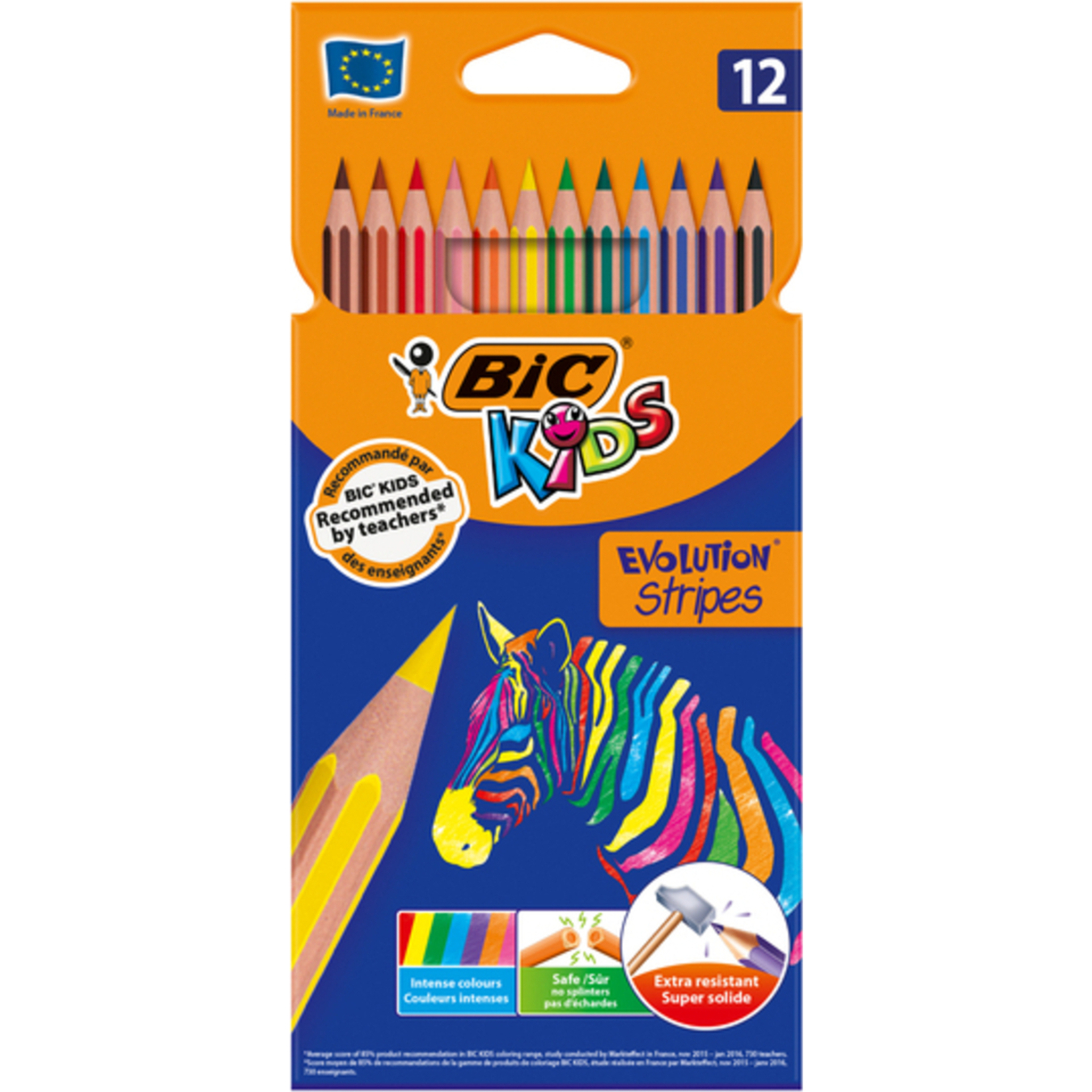 Colored pencils BIK Evolution Stripes pack of 12 pcs