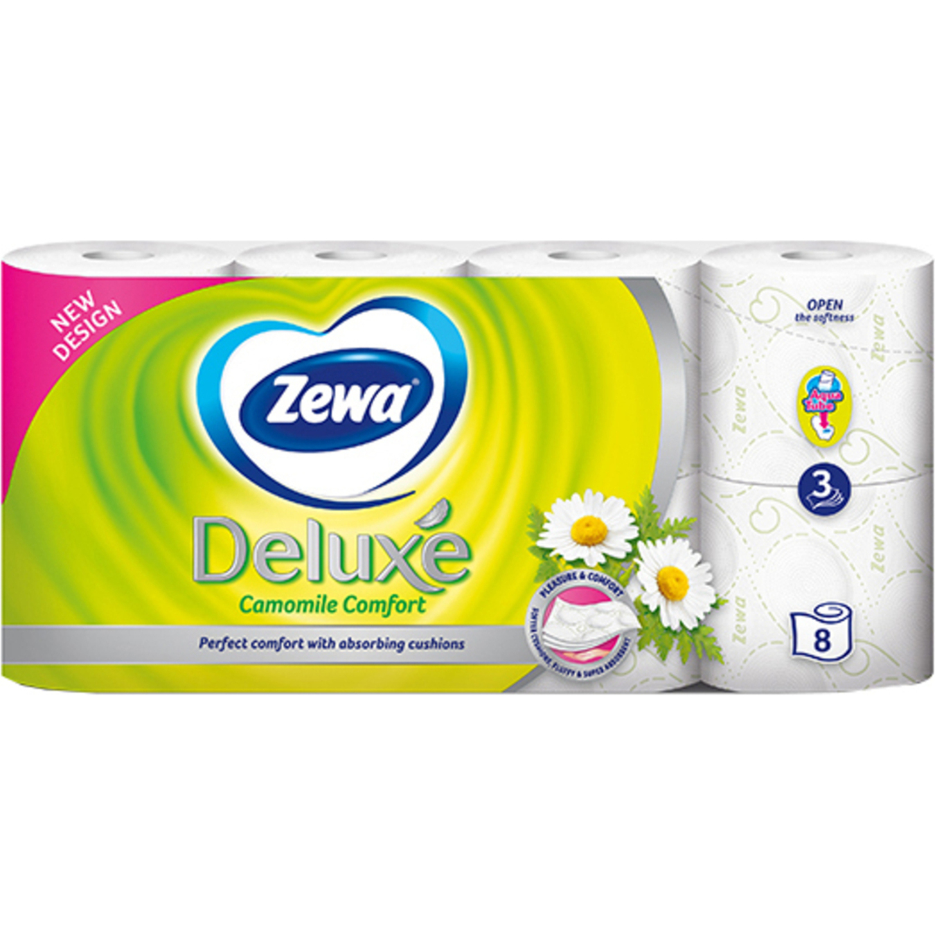 Туалетная бумага Zewa Deluxe Ромашка белая трехслойная 8шт