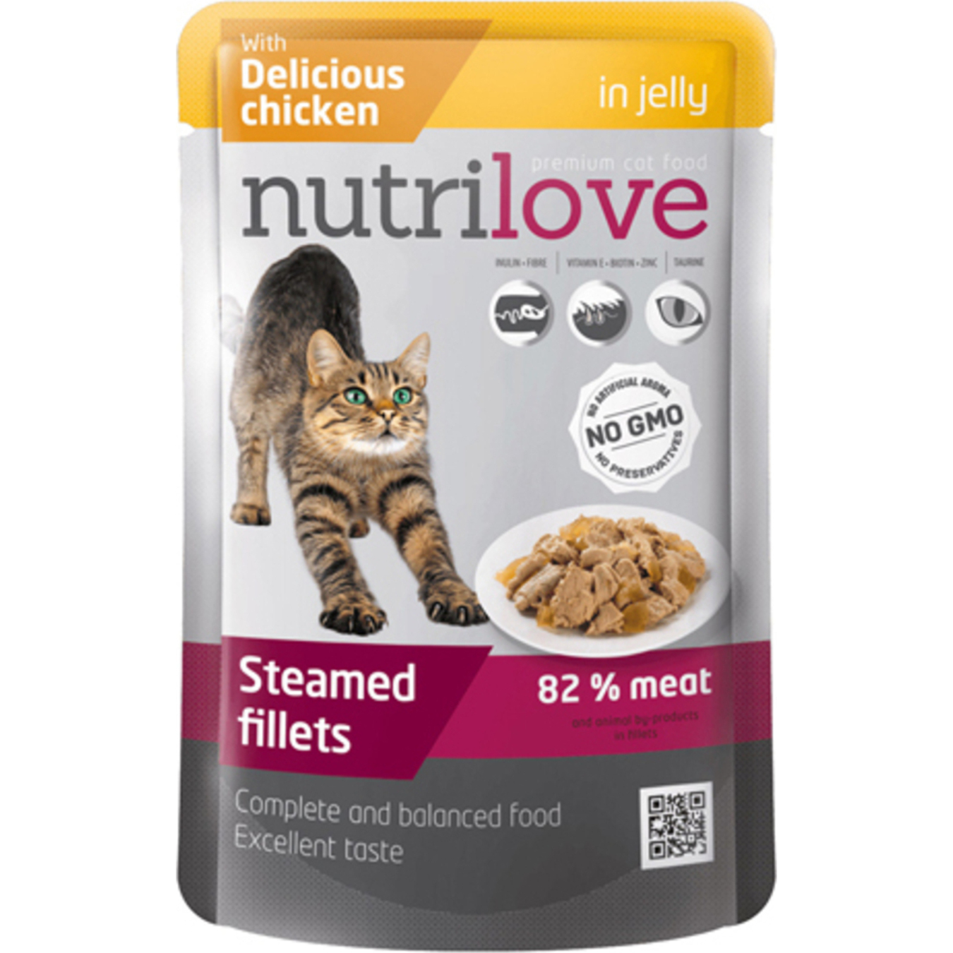 Nutrilove Stewed Pieces with Tender Chicken in Jelly Cat Food 85g