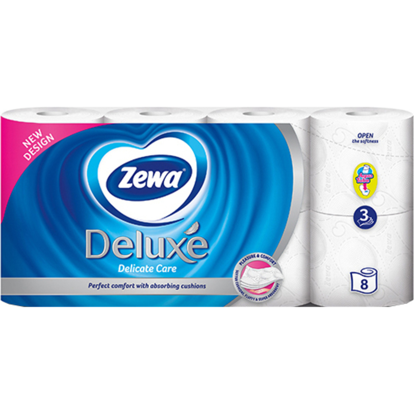 Туалетная бумага Zewa Deluxe Delicate Care белая 3-х слойная 8шт
