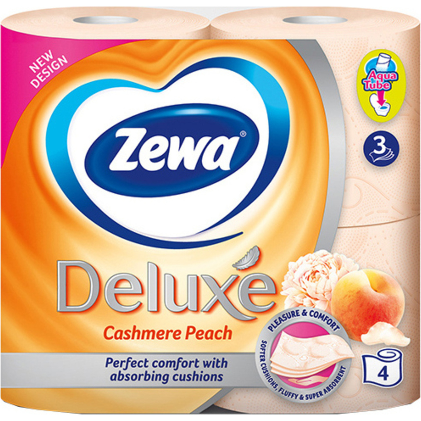 Туалетний папір Zewa Deluxe Cashmere Peach 3-х шаровий 4шт