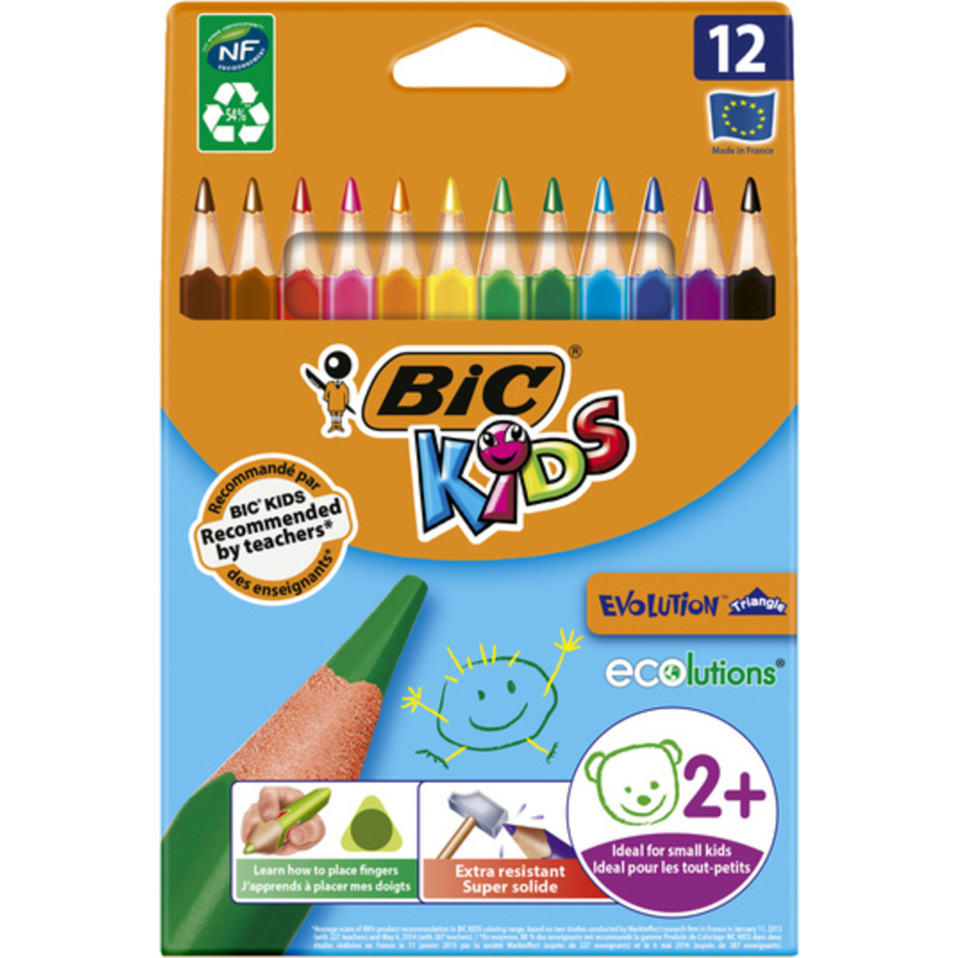 Набір олівців BIC Еволюшен трикутні 12 кольорів