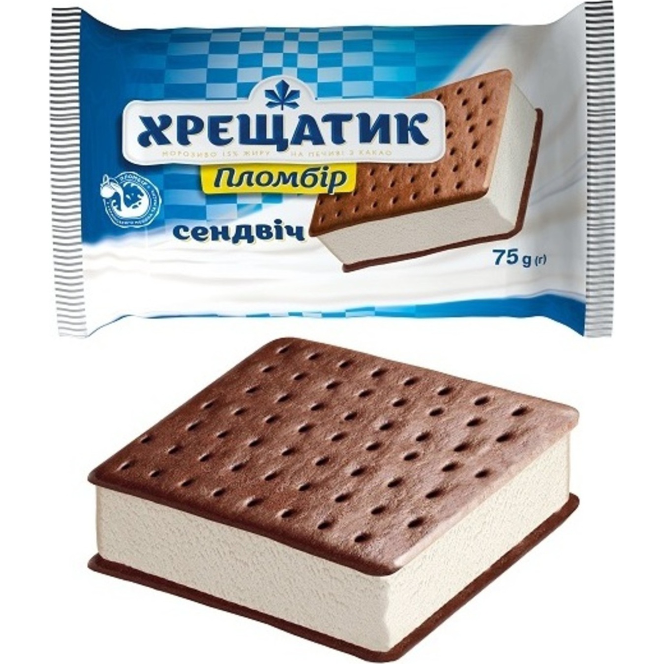 Khreshchatyk with Cocoa Flavor on Cookies Plombir Ice-Cream 75g
