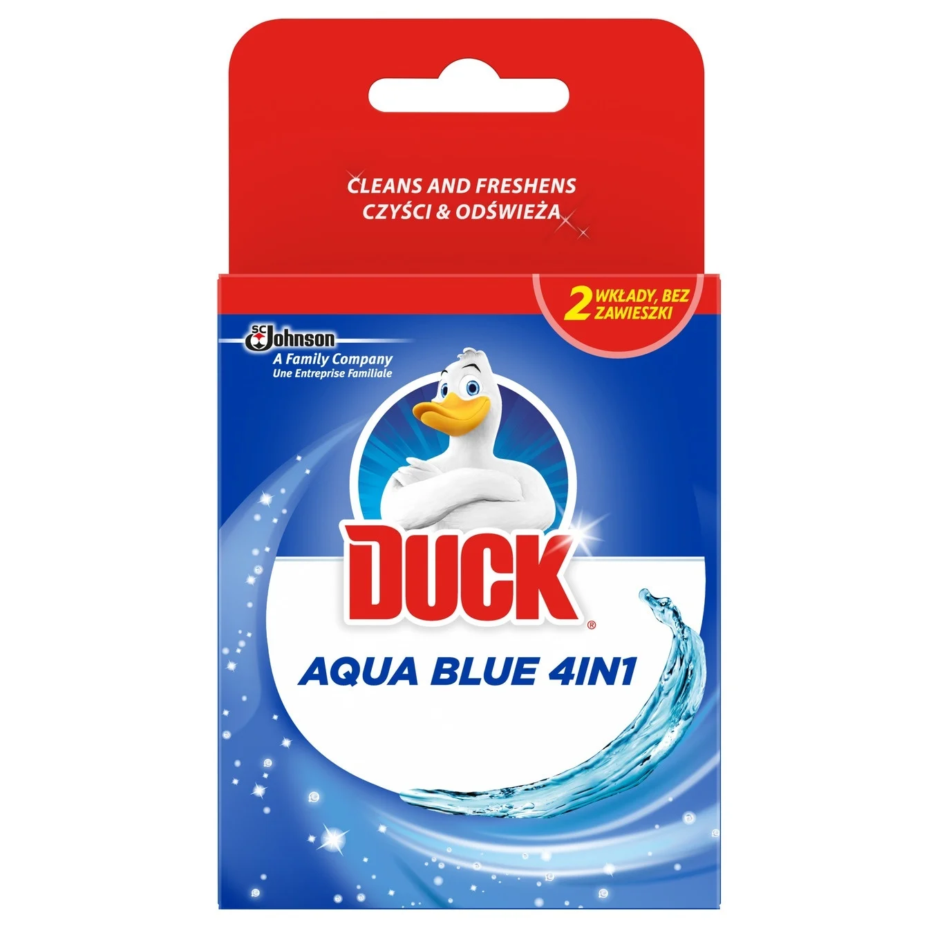 Очиститель для унитаза Duck AQUA 4в1 синий сменный блок 2шт