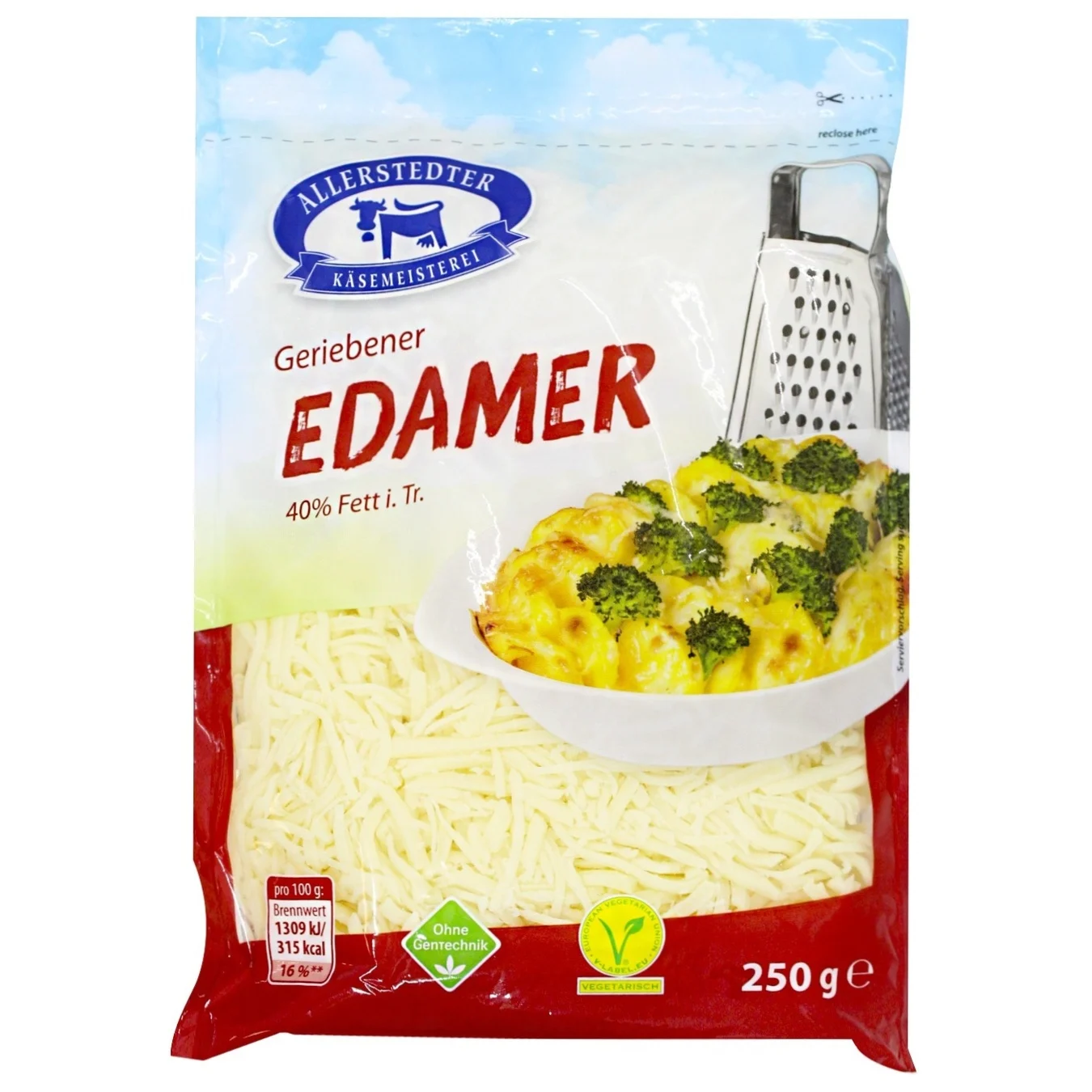 Allerstedter Käserei grated Edam cheese 40% 250g