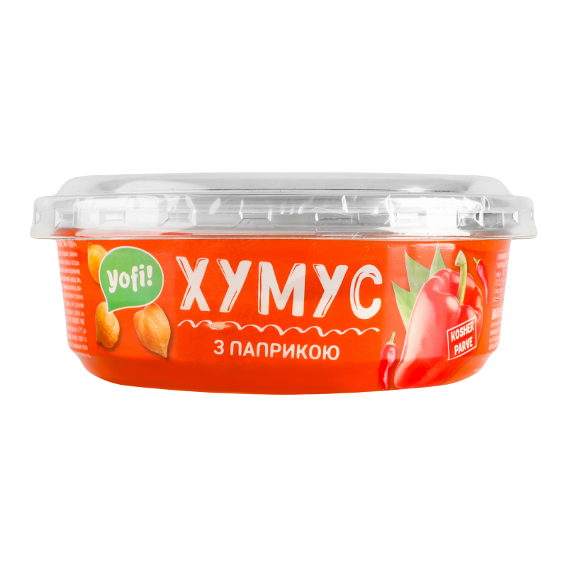 Yofi hummus with paprika, a Mediterranean snack with chickpeas 250g