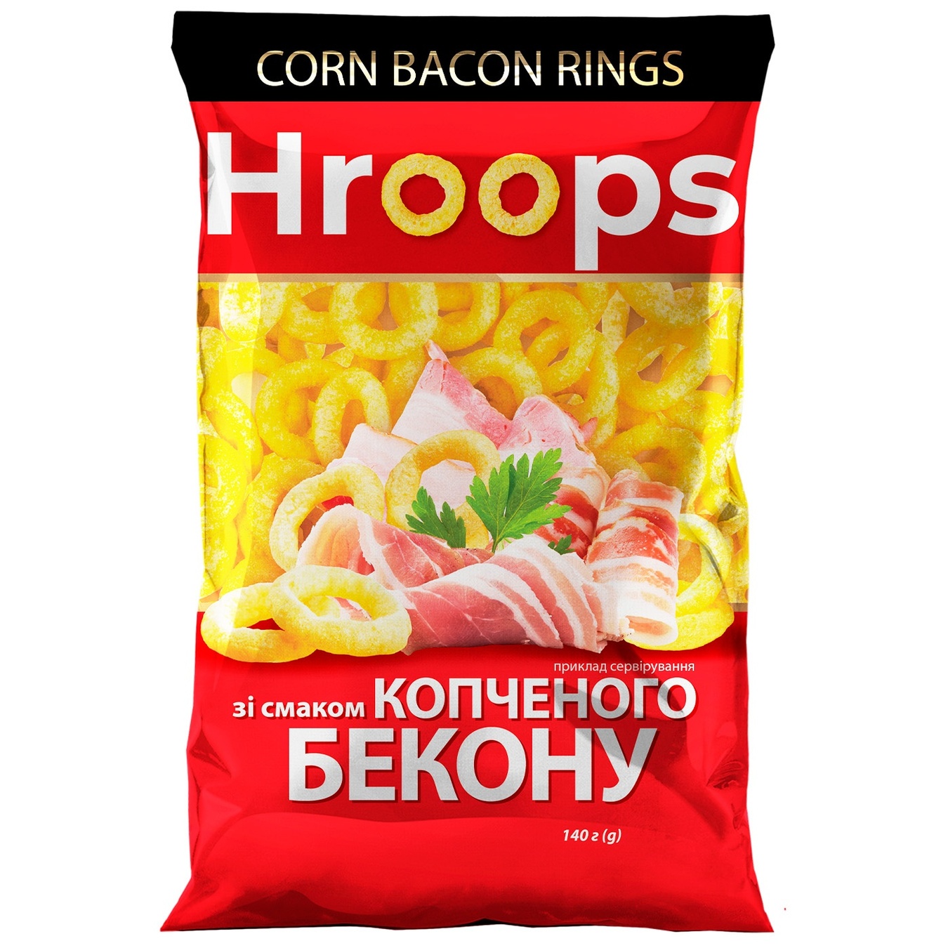 Hroops snacks corn flavor smoked bacon 140g