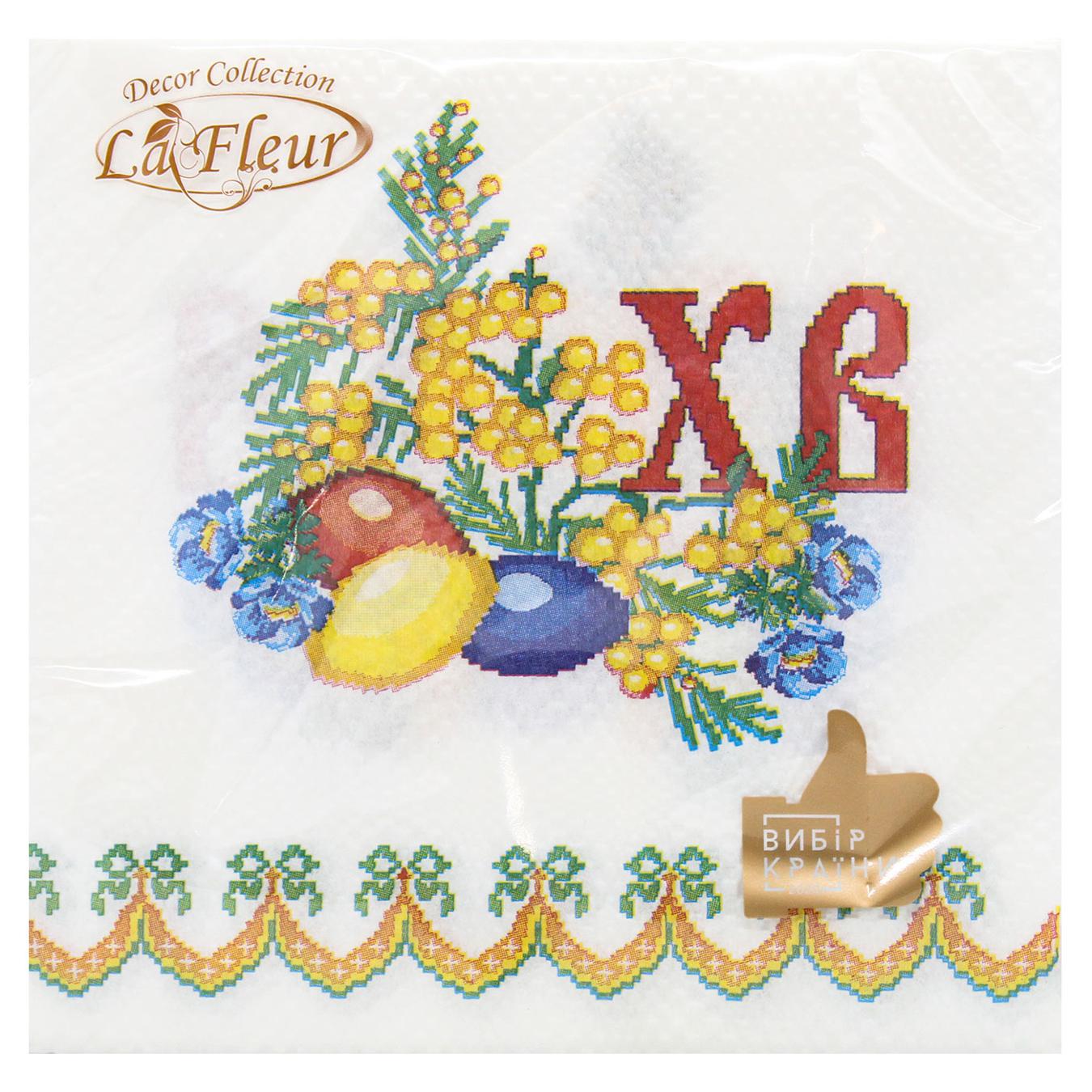 La Fleur Decorative napkin 2 layers Easter embroidery 16pcs 33*33cm