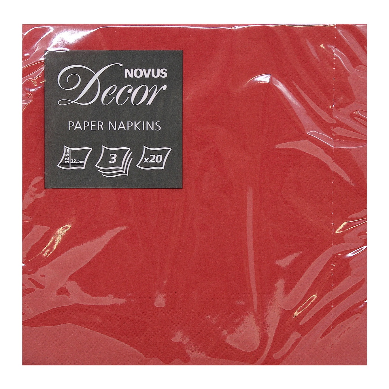 Novus Red Three-Ply Paper Napkins 33x33cm 20pcs
