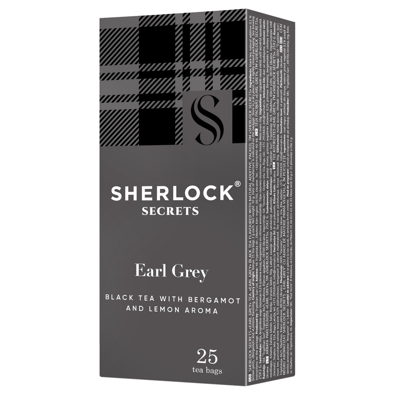 Black tea Sherlock Secrets Earl Gray flavored bagged 25*2g 2