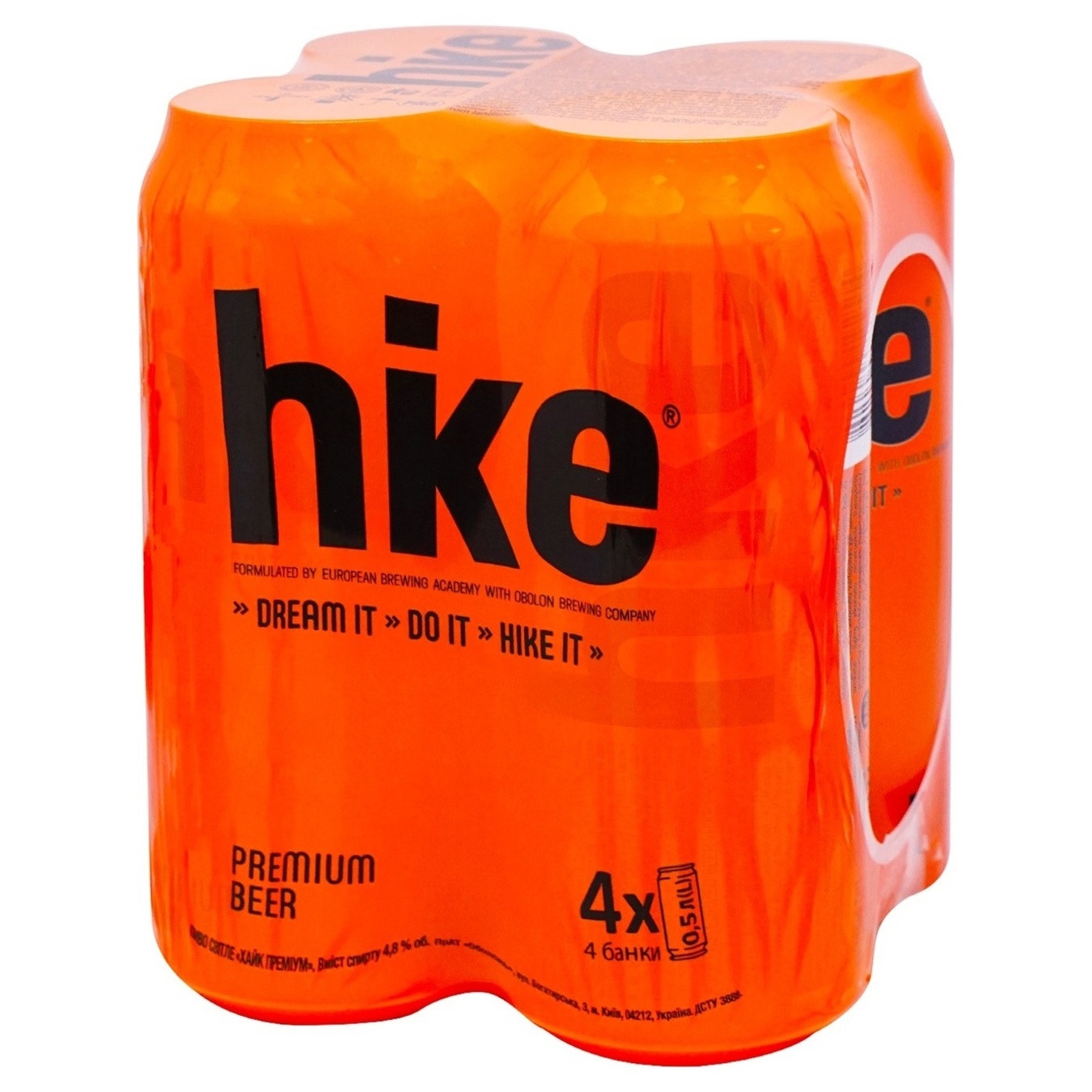 Пиво светлое Hike Premium 4,9% 4*0,5л