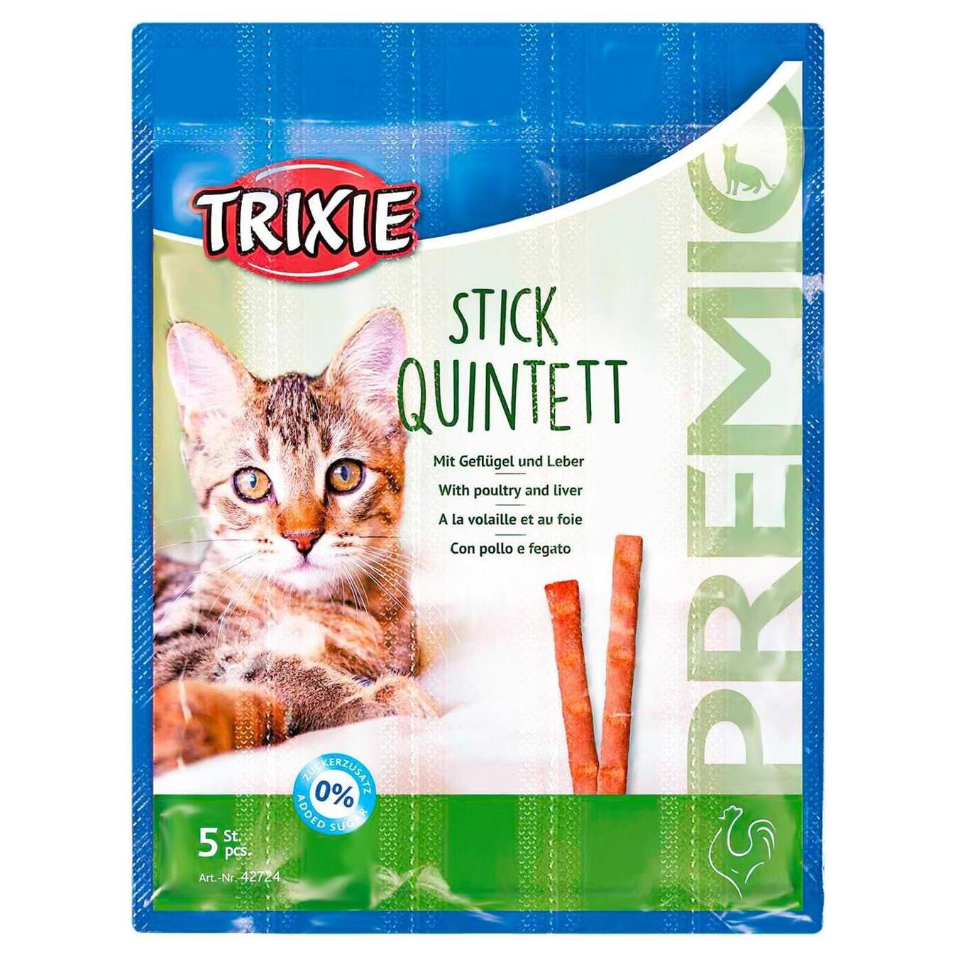Ласощі для котів Trixie Premio Quadro-Sticks домашня птиця 5шт