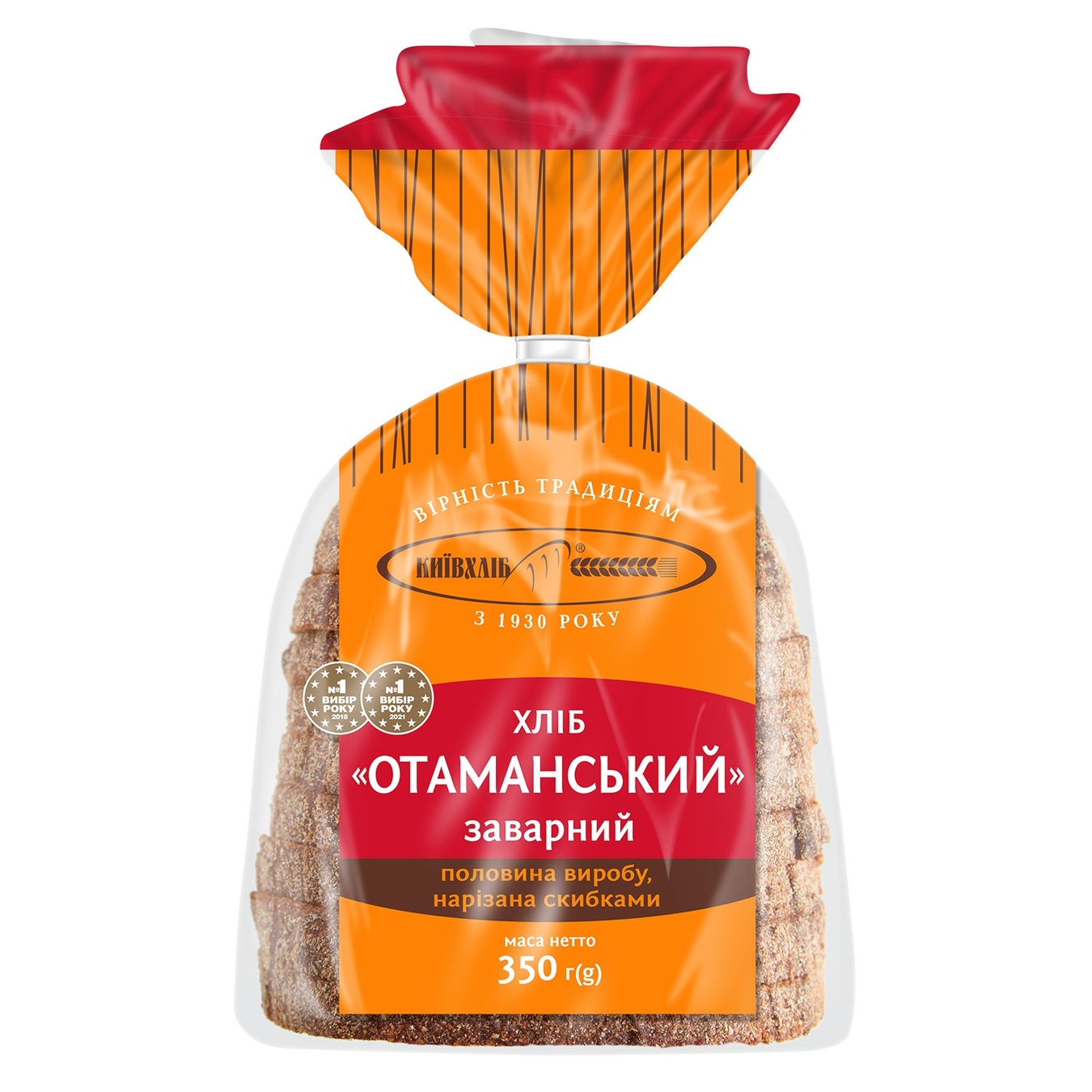 Хліб Київхліб Отаманський заварний половина нарізаний 350г