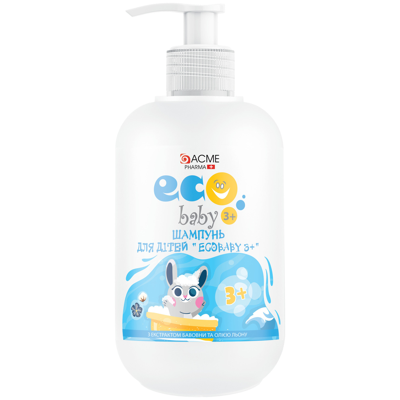 EcoBaby shampoo for kids 3+ with cotton extract and flax oil 500ml