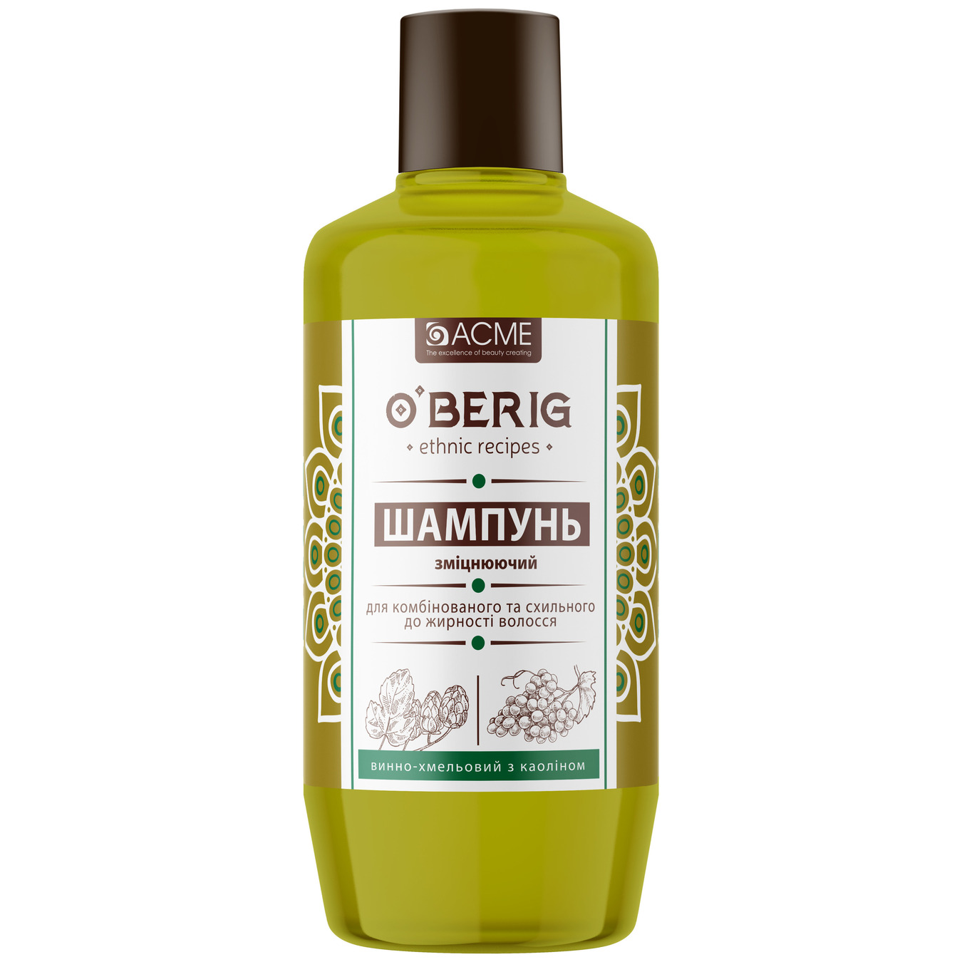 O'Berig clay shampoo for combined and greasy hair wine-hop with white clay 500ml