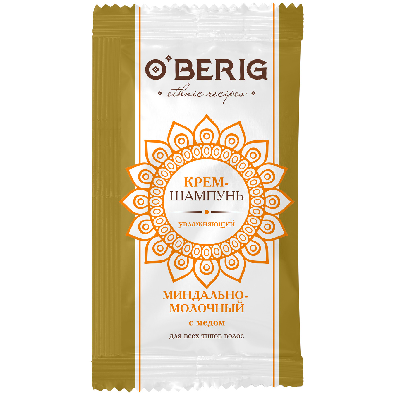 Шампунь-крем O'Berig для волосся всіх типів мигдалево-молочний з медом 15мл