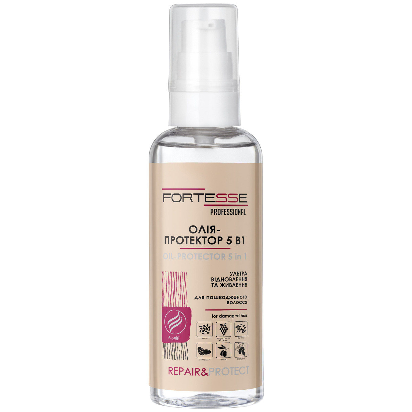Oil-protector FORTESSE PRO 5 in 1 express restorative for dry damaged hair in need of nourishment repair&protect 60ml