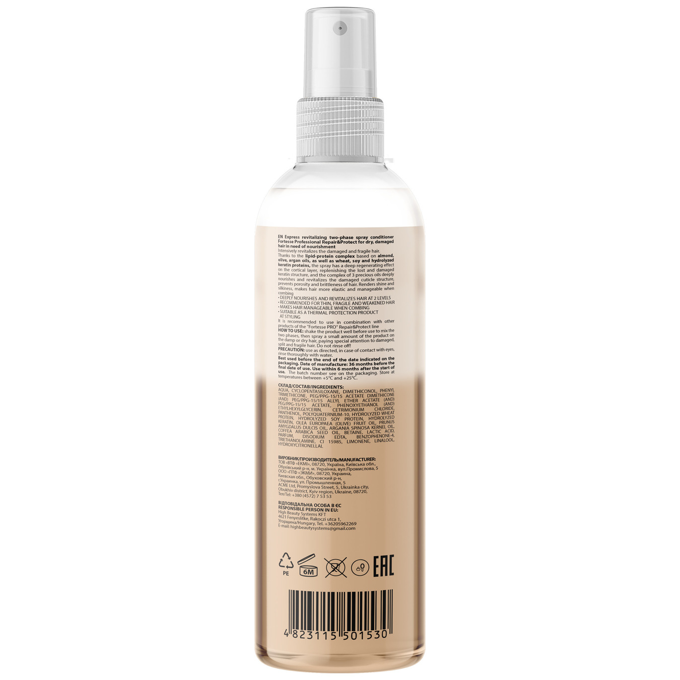 Spray-conditioner FORTESSE PRO repair&protect biphasic express restorative for dry damaged hair in need of nourishment 250 ml 2