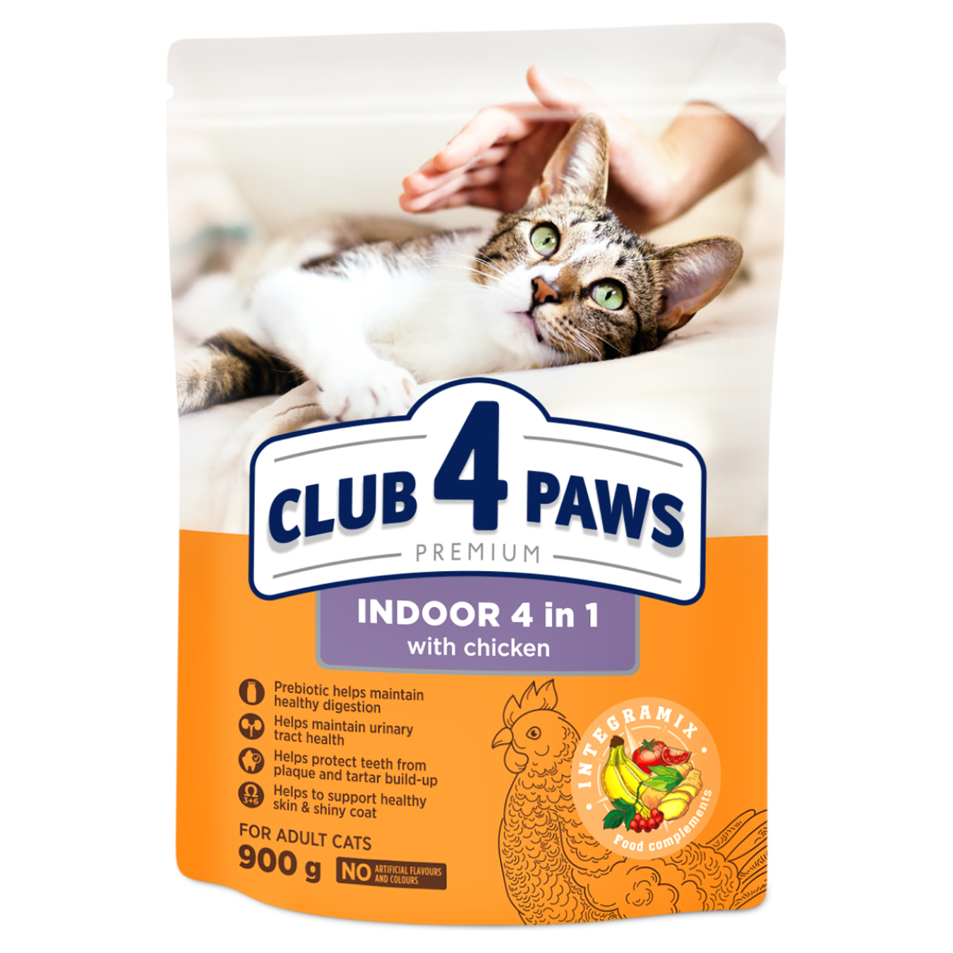 Club 4 Paws Premium indoor 4in1 for adult cats dry food 900g