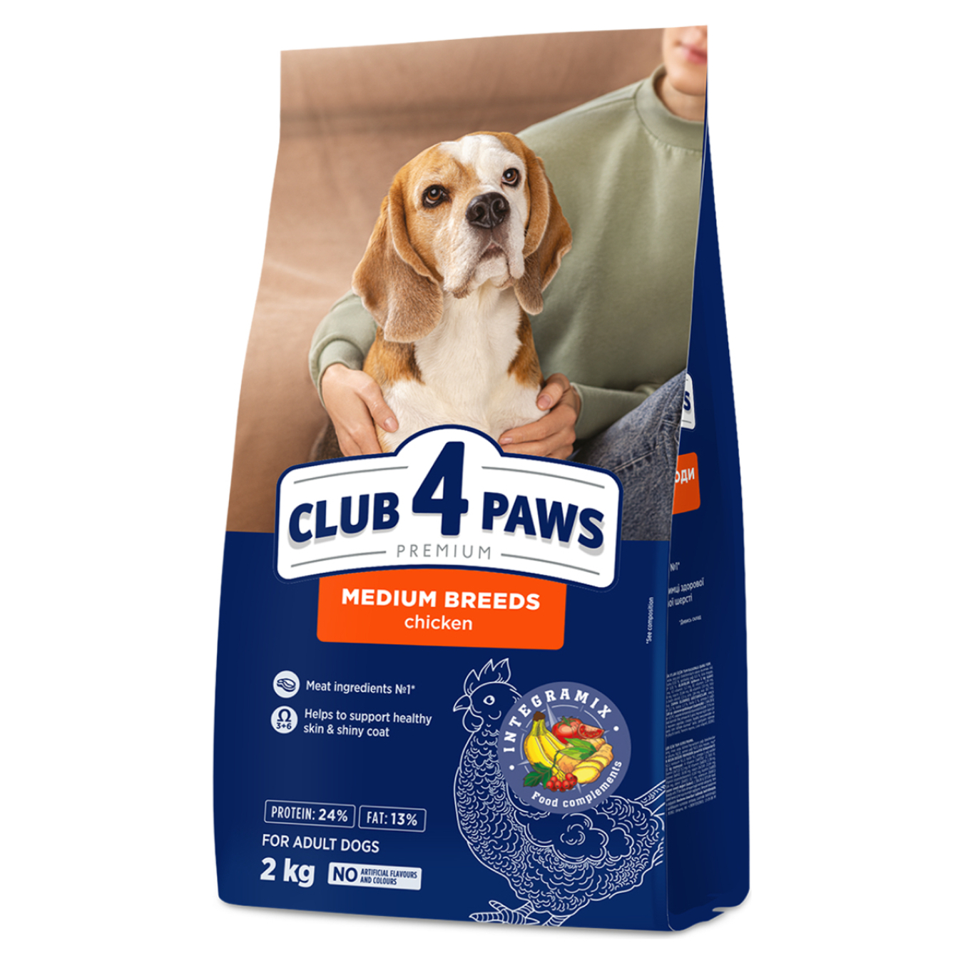 Корм Club 4 Paws Преміум сухий для дорослих собак середніх порід 2кг
