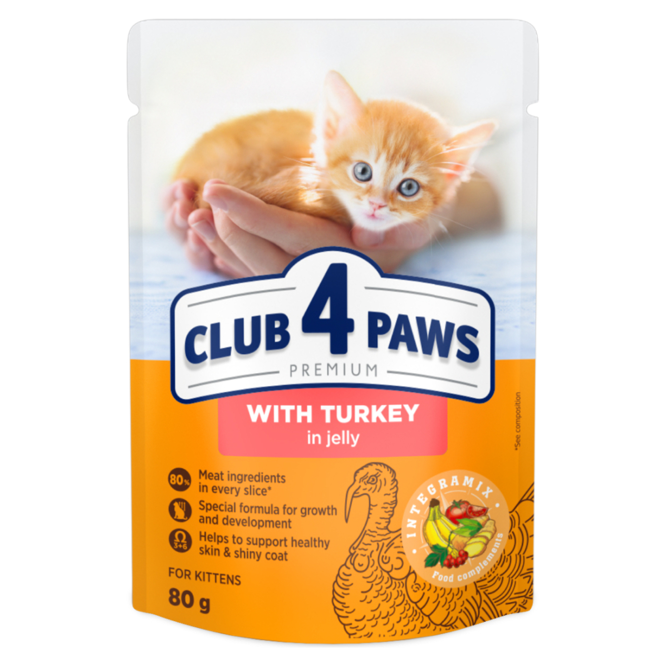Club 4 Paws Premium with Turkey in Jelly Canned Food for Kittens 80g