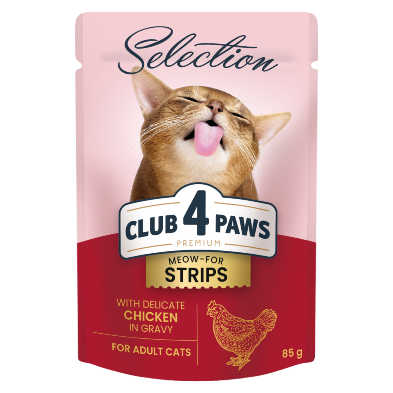 Корм Club 4 Paws Premium для дорослих котів смужки з куркою в соусі повнораціонний консервований 85г