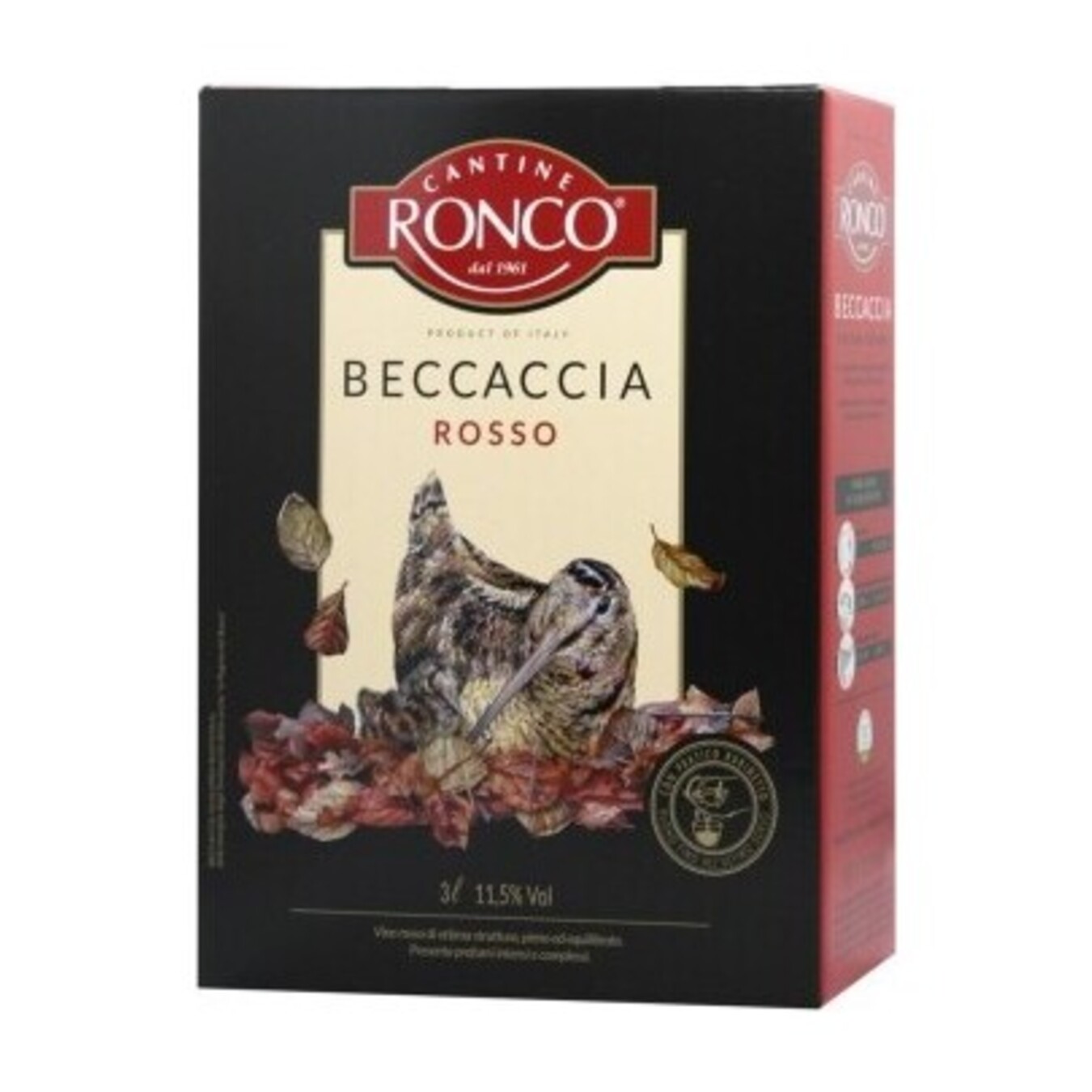 Вино Cantine Ronco Beccaccia червоне сухе 11,5% 3л 2