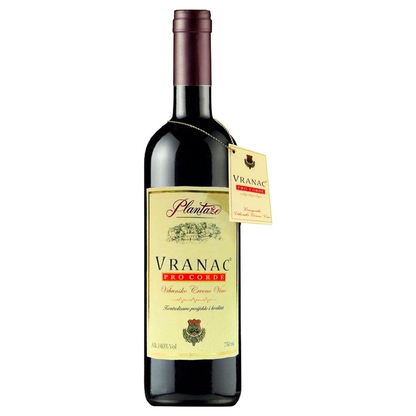 Вино Plantaze Vranac Pro Corde сухое красное 14% 0,75л