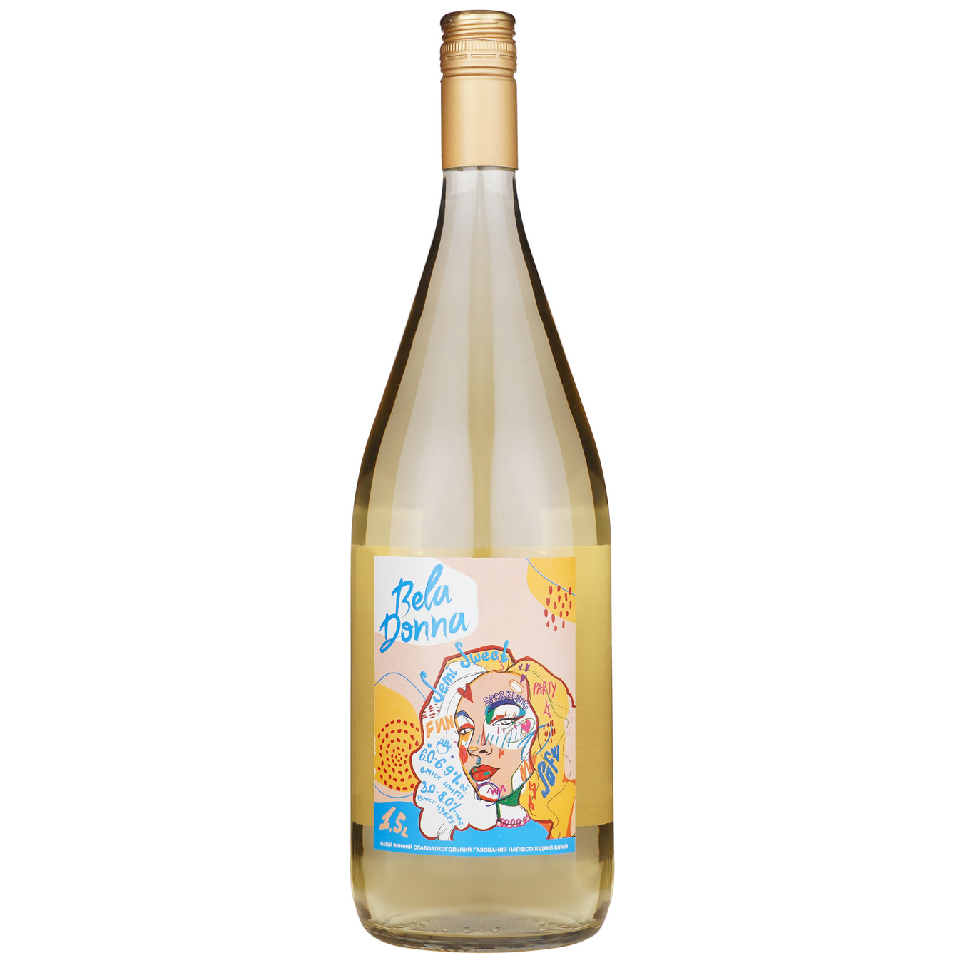 Вино газоване Cotnar Бела Донна біле напівсолодке 6,0-6,9% 1,5л