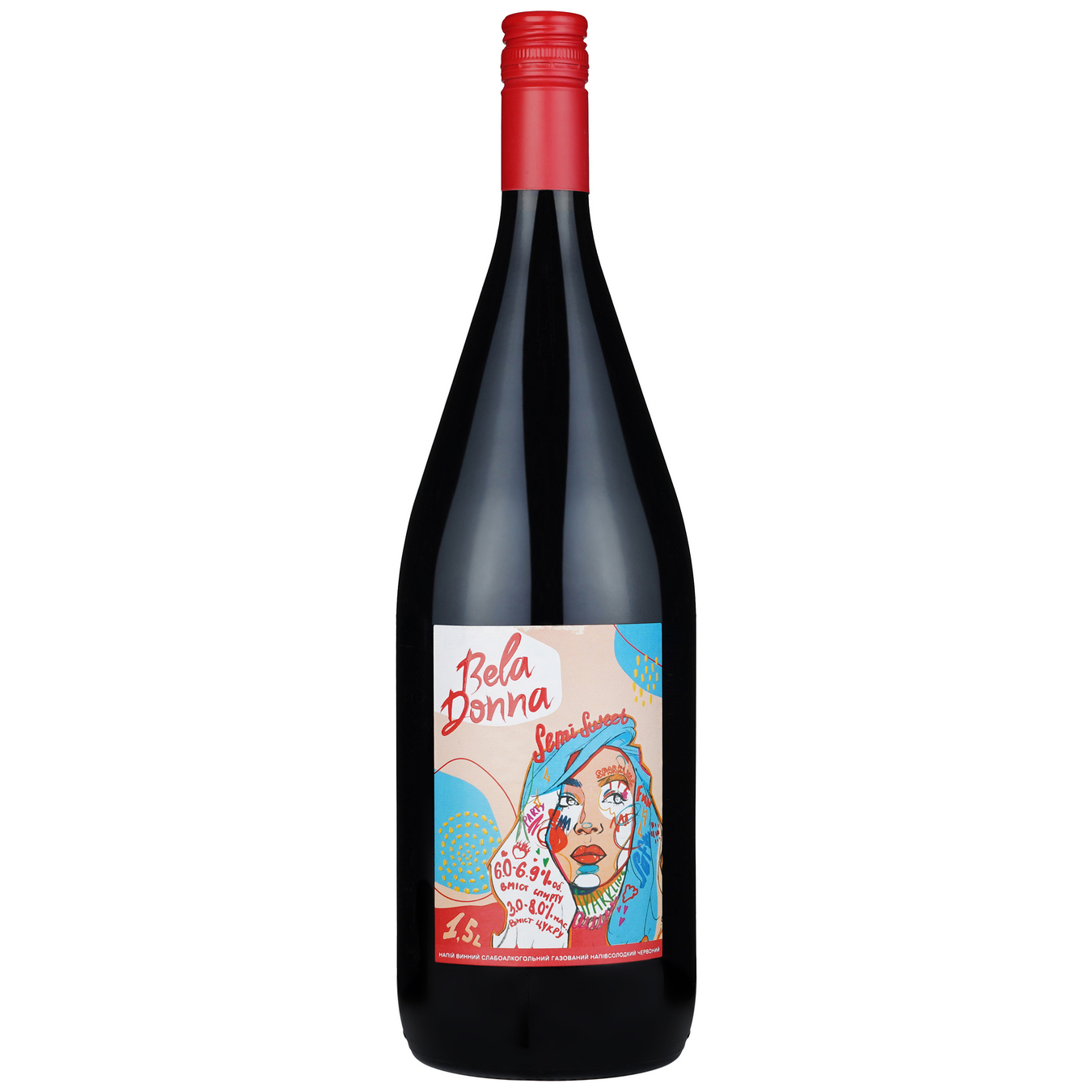 Вино газоване Cotnar Бела Донна червоне напівсолодке 6,0-6,9% 1,5л