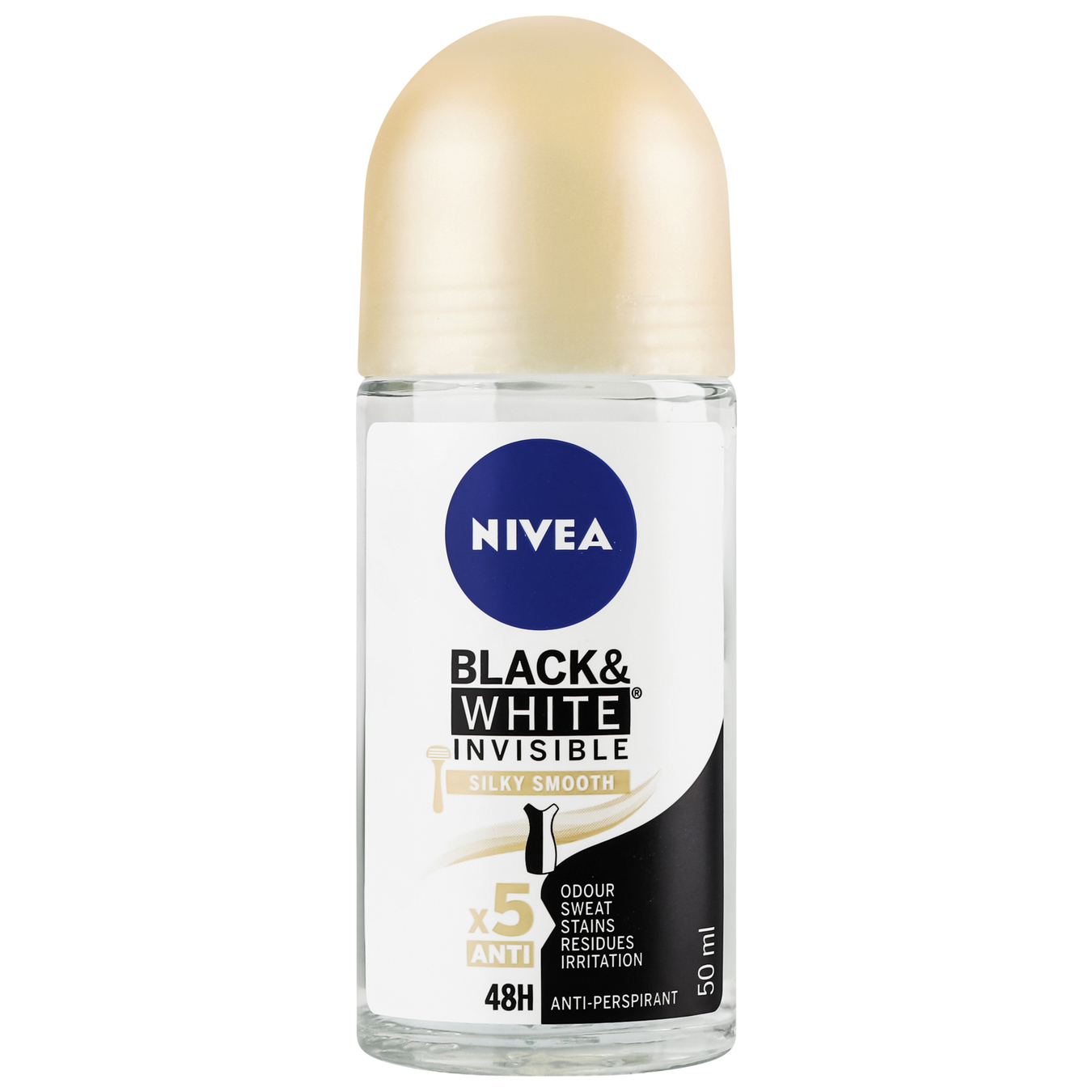 Дезодорант кульковий Nivea чорне та біле невидимий гладкий шовк 50мл