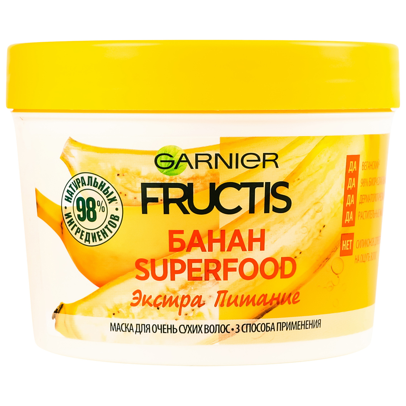 Маска Garnier Fructis Superfood Екстра Живлення Банан для дуже сухого волосся 390 мл