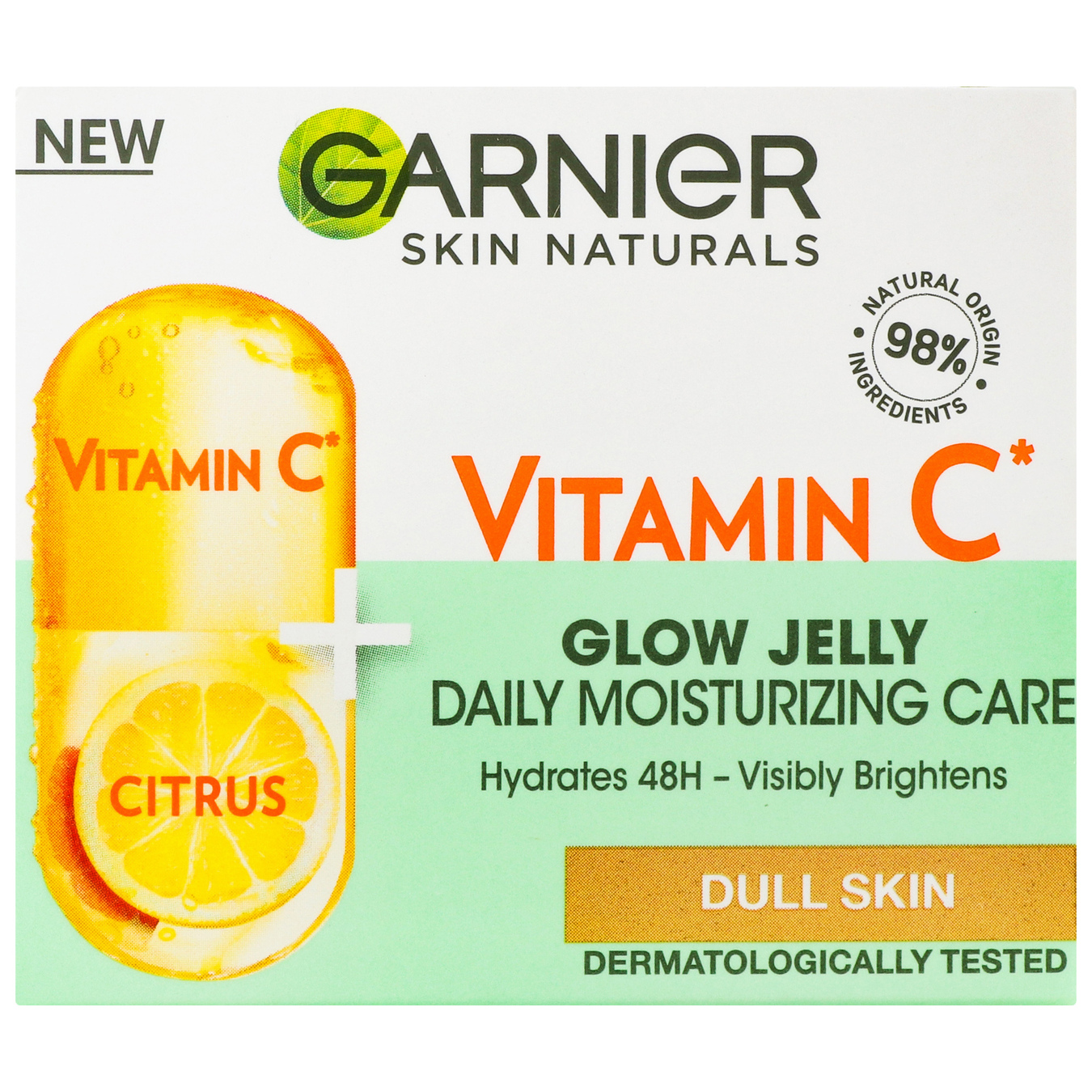 Гель Garnier Skin Naturals Glow Jelly зволожуючий з вітаміном С для тьмяної шкіри обличчя з ефектом сяяння та вирівнювання тону 50мл