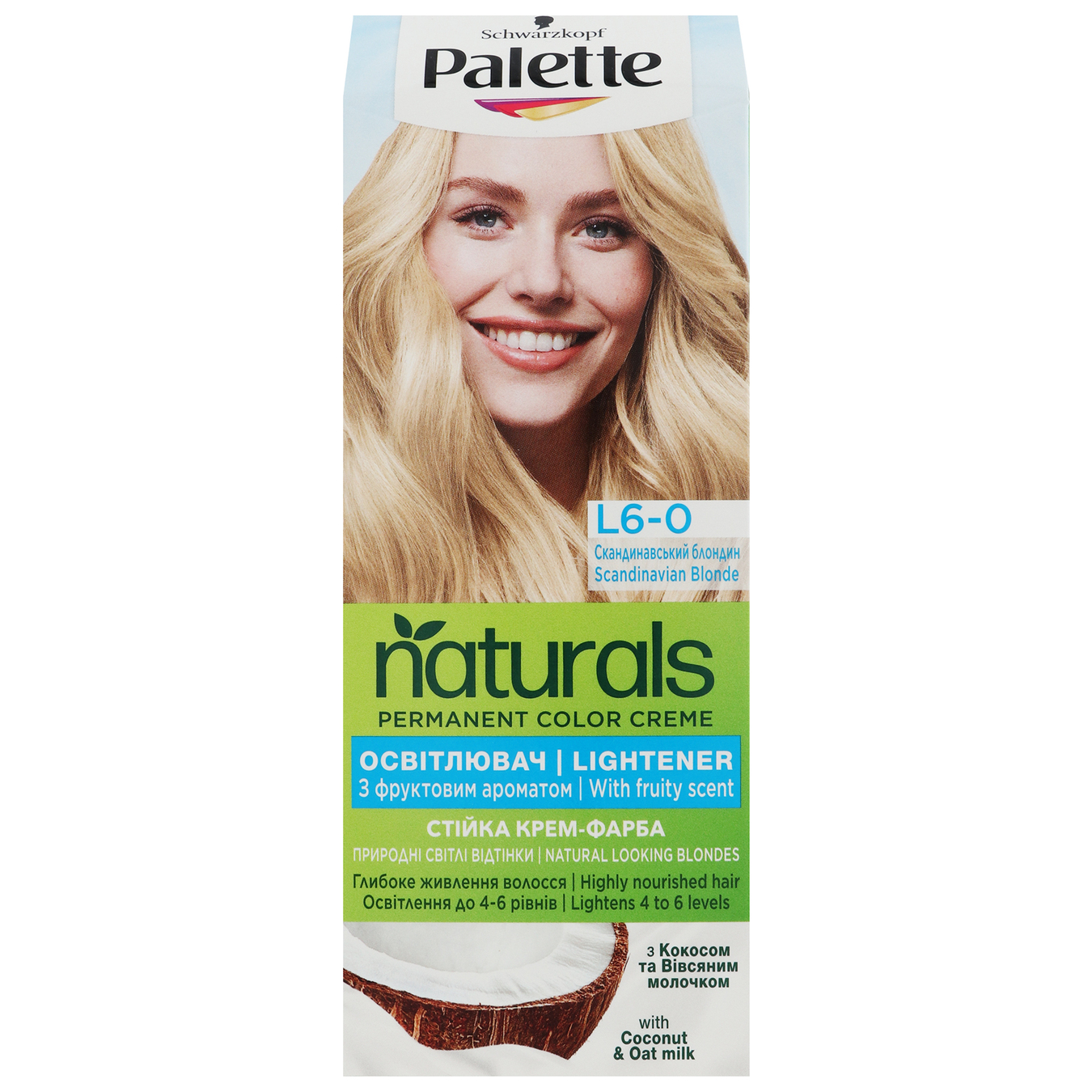 Permanent ammonia-free cream paint for hair "Palette Naturals" L6-0 Scandinavian blond lightening 110ml