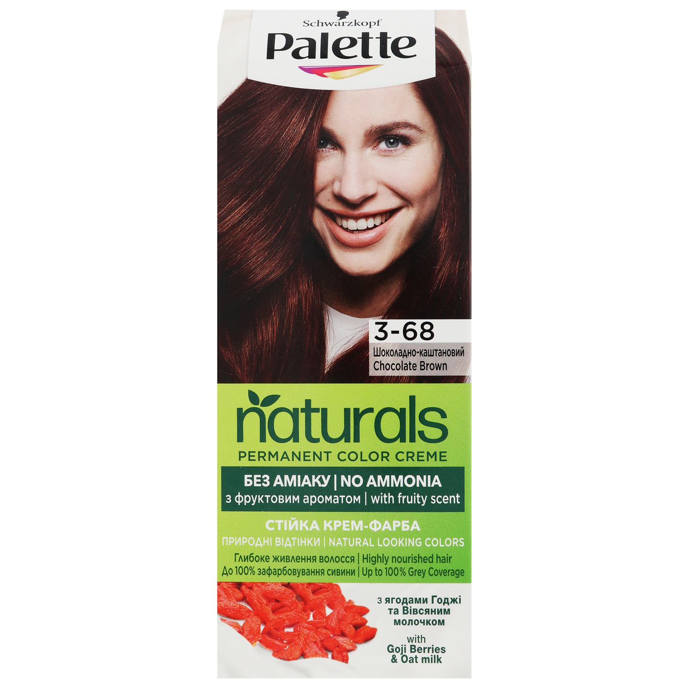 Cream paint Palette Naturals 3-68 Chocolate-chestnut without ammonia permanent hair color 110ml