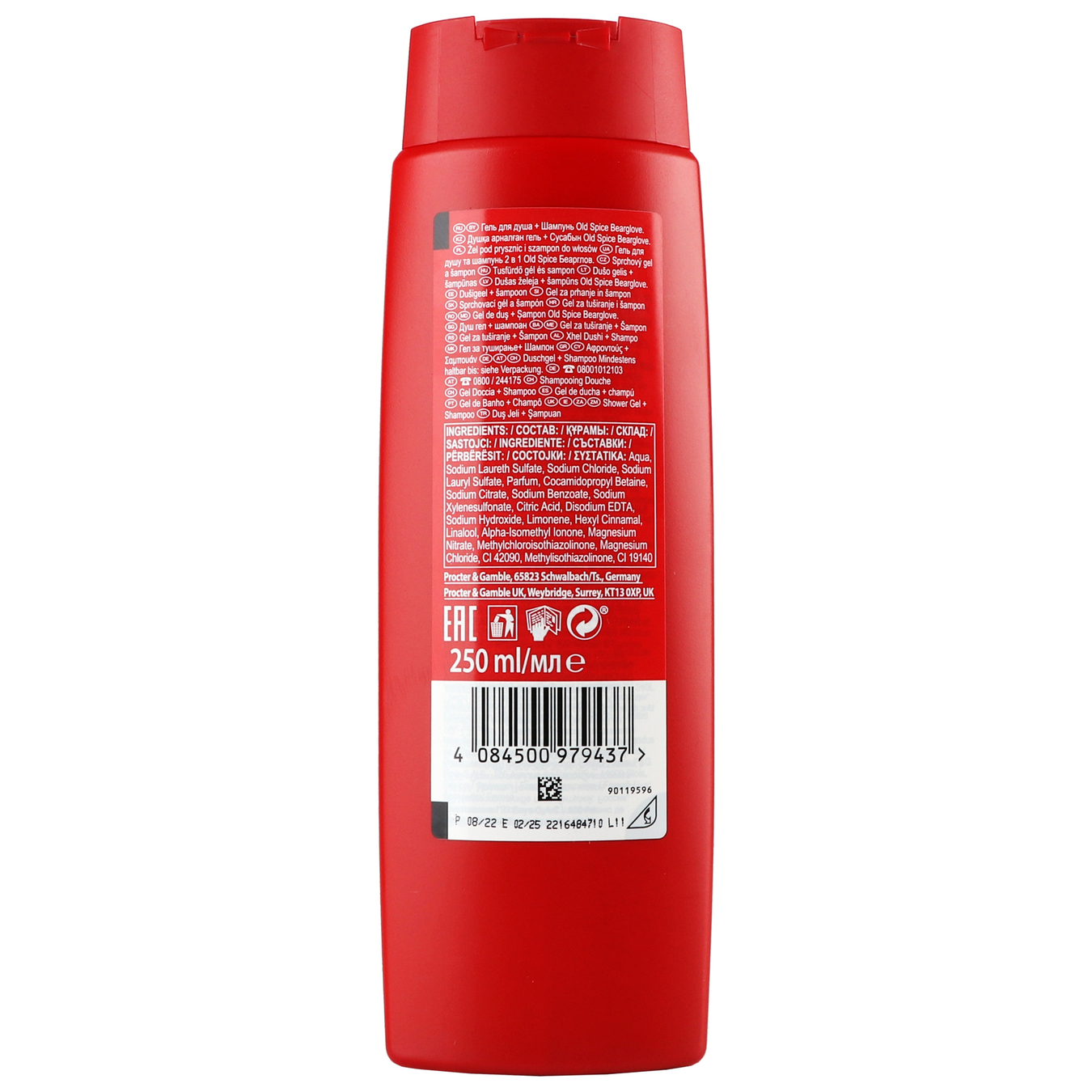 Shower gel + shampoo Old Spice Bearglove 2 in 1 250ml 2