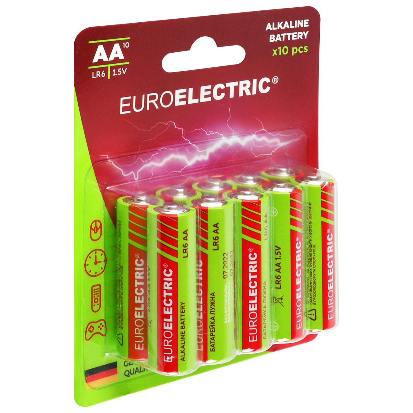 Батарейка Euroe AA LR03 1,5V Euroelectric щелочная 10шт 2